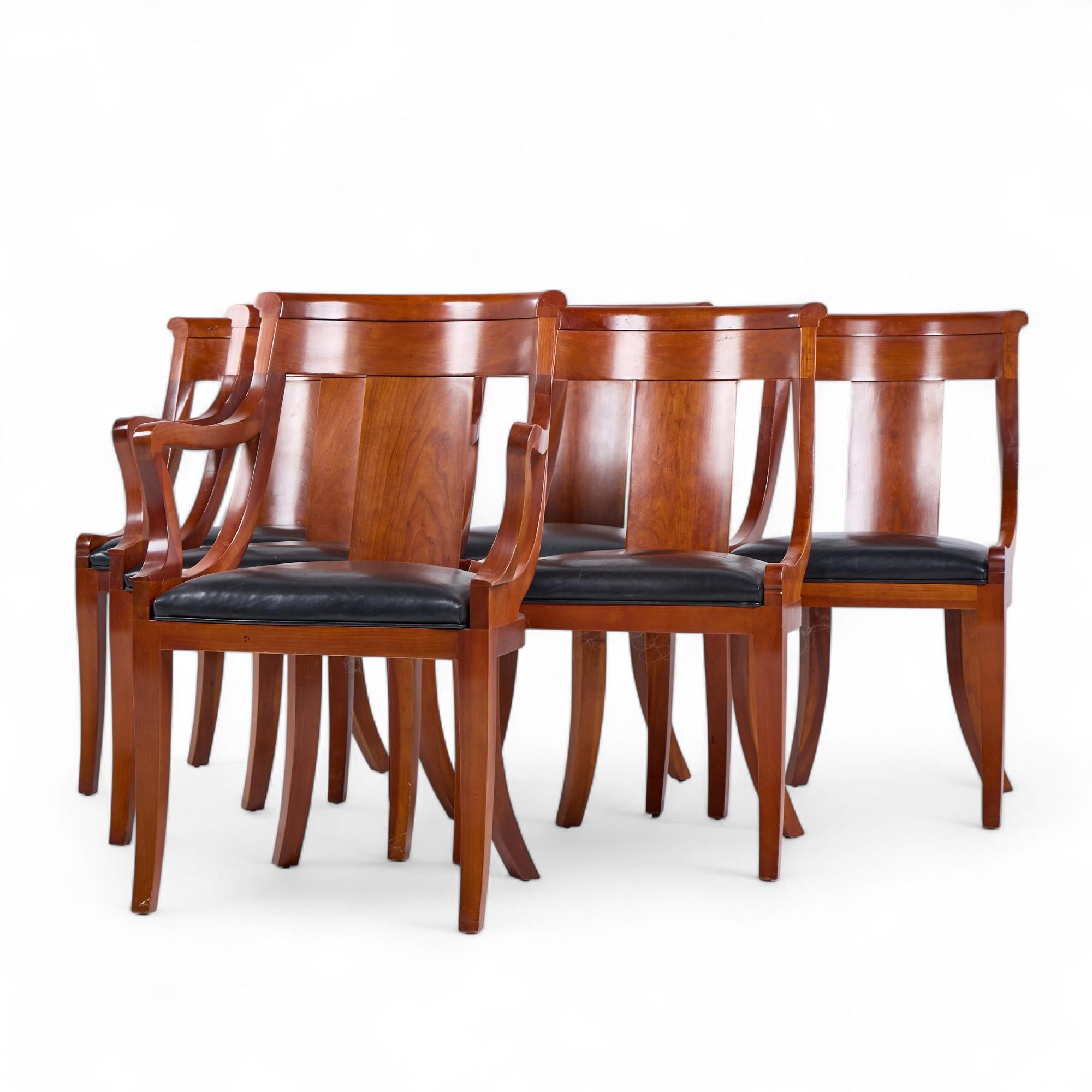 American Baker Furniture Solid Cherry Wood Regency Dining Chairs - Set of 6 For Sale