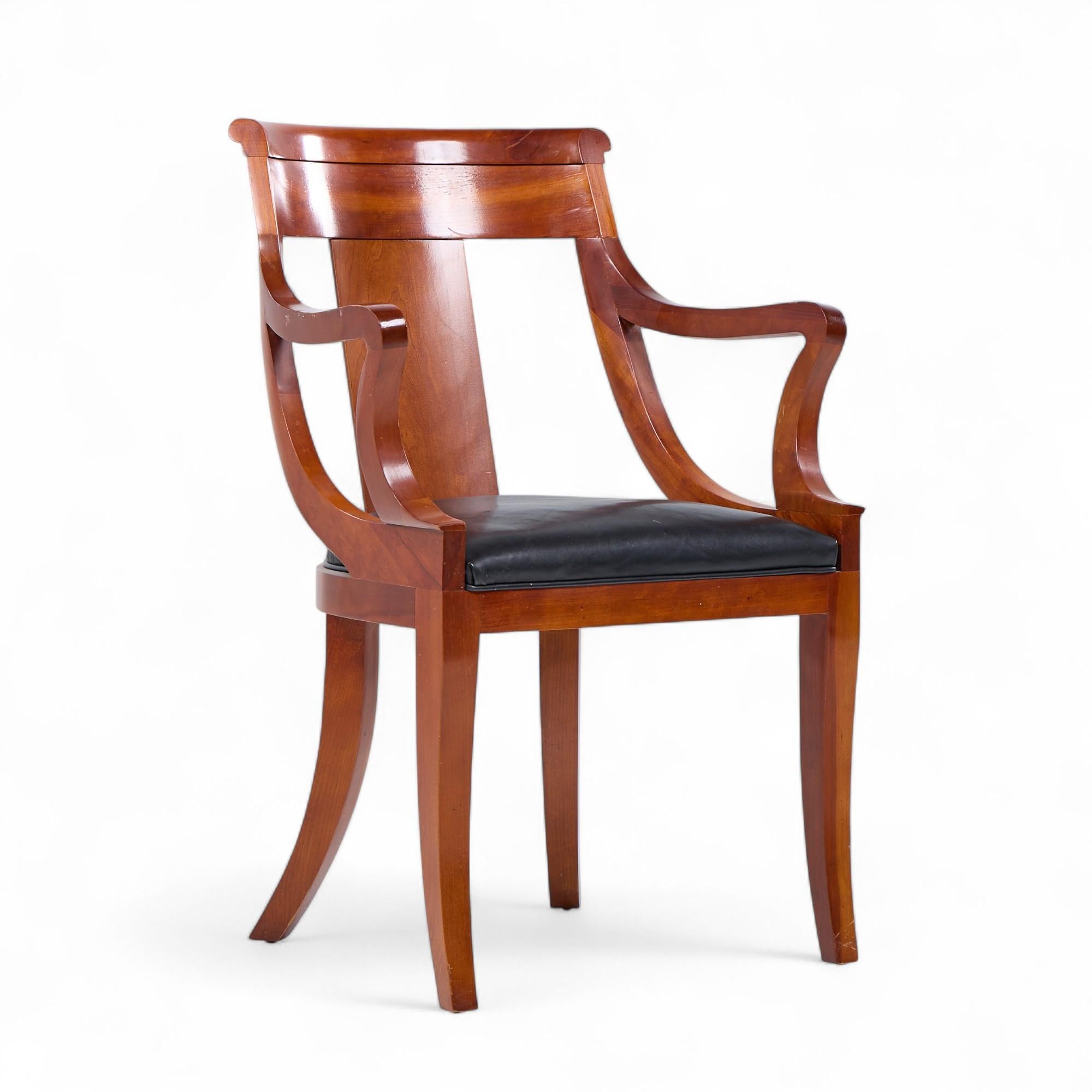 Baker Furniture Solid Cherry Wood Regency Dining Chairs - Set of 6 For Sale 1