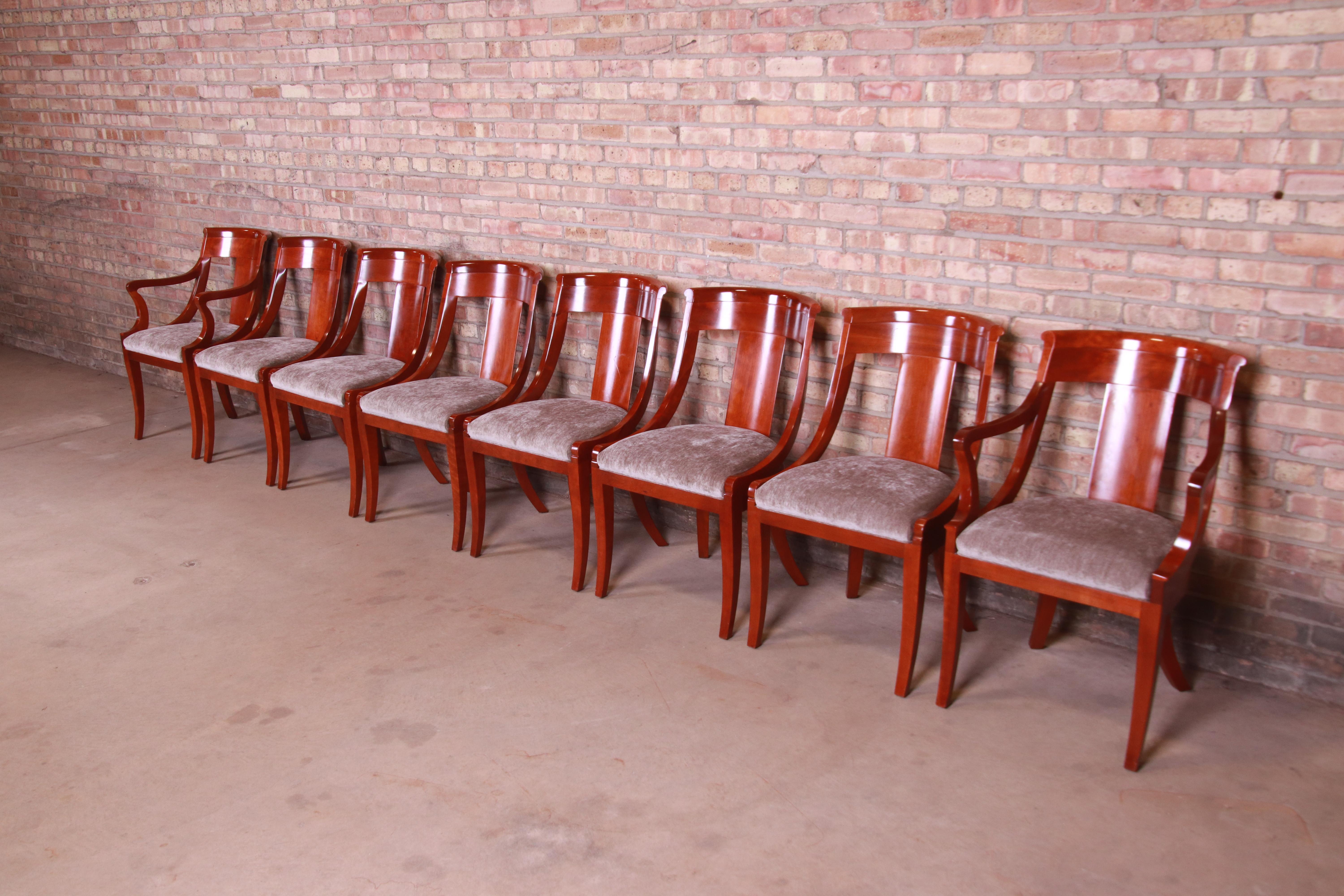Baker Furniture Solid Cherrywood Regency Dining Chairs, Set of Eight In Good Condition In South Bend, IN