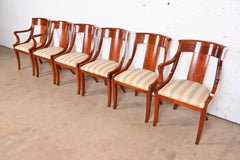 Baker Furniture Solid Cherry Wood Regency Dining Chairs, Set of Six