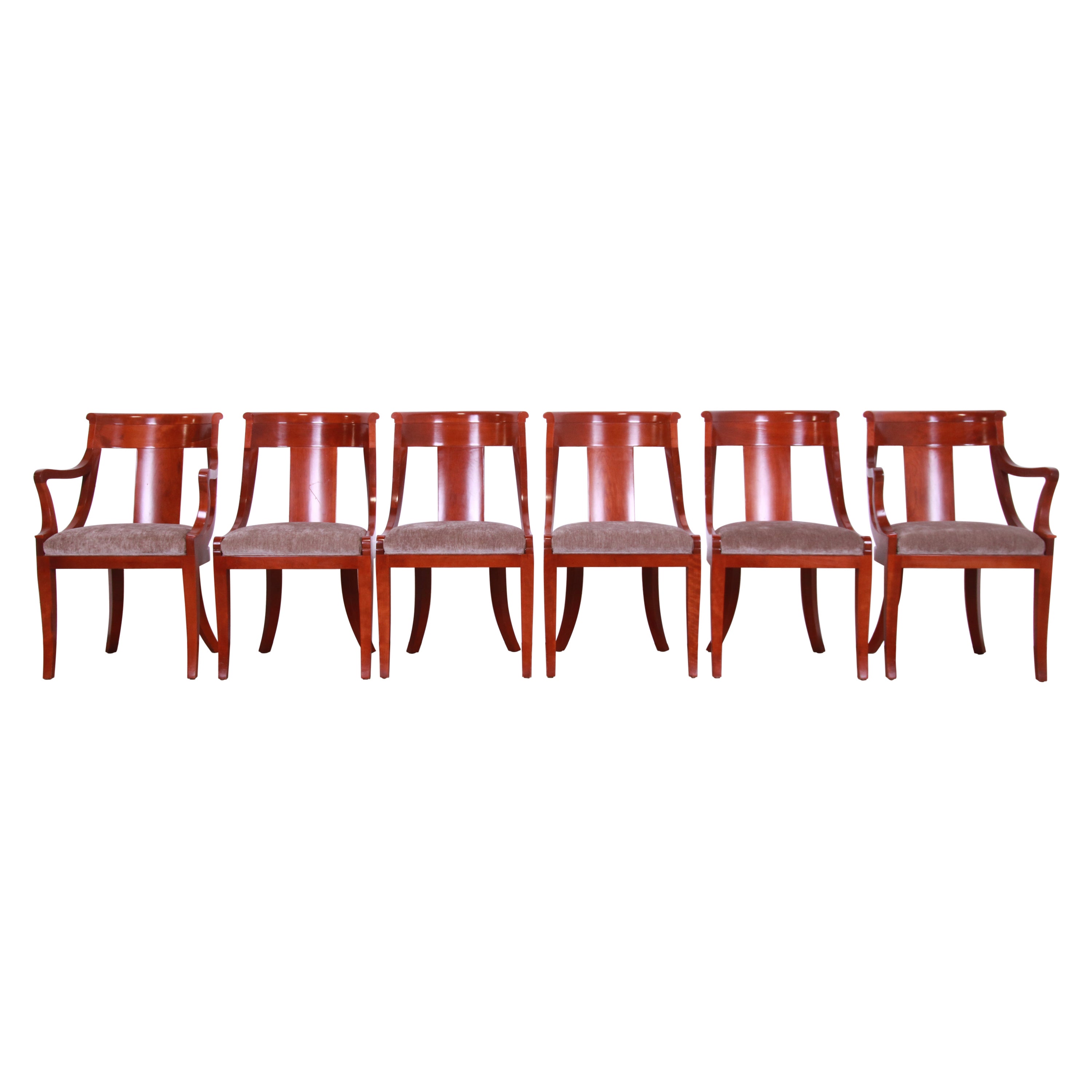 Baker Furniture Massivholz Kirschbaumholz Regency Esszimmerstühle, Sechser-Set