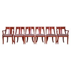 Baker Furniture Solid Cherry Wood Regency Dining Chairs, Set of Six