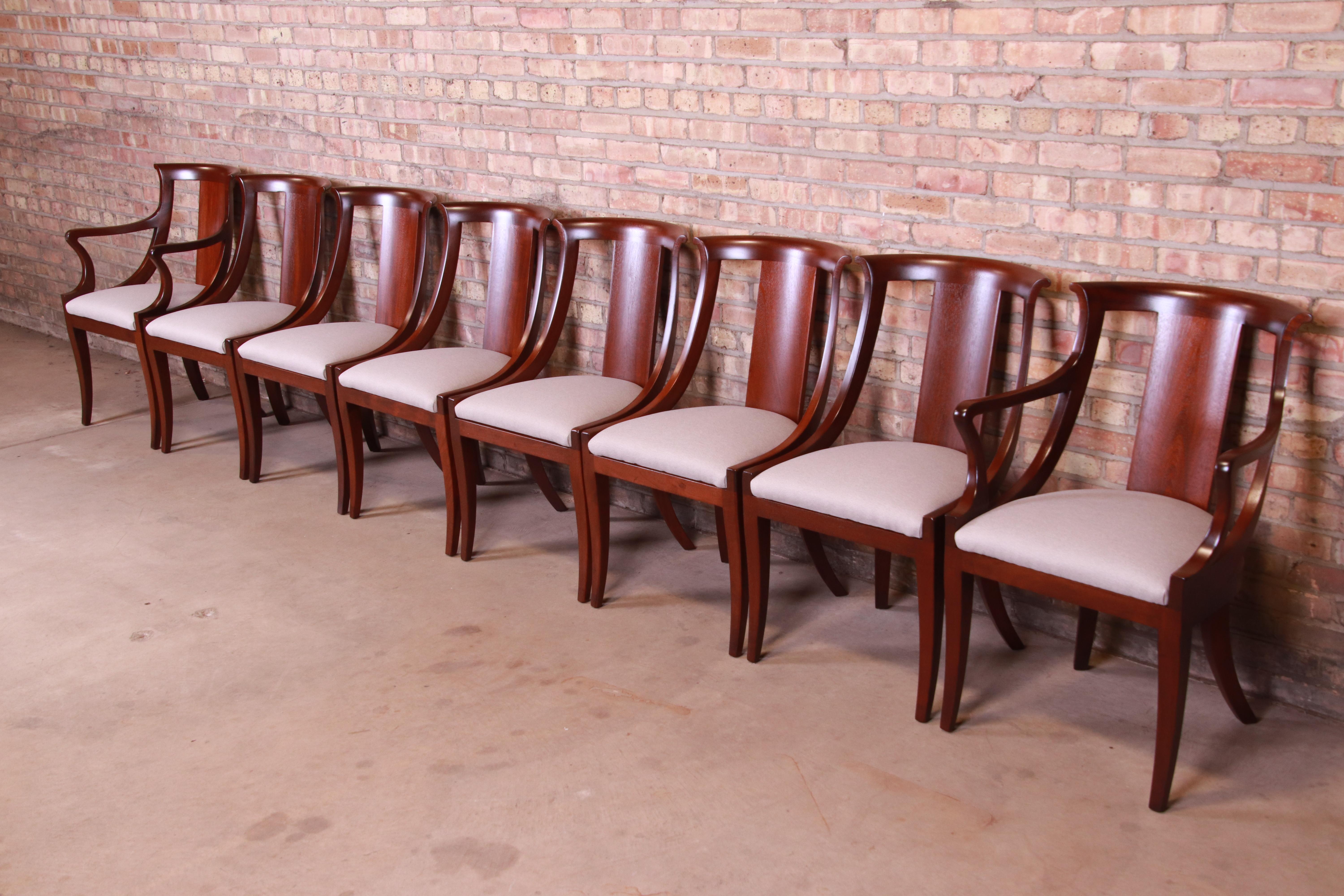 American Baker Furniture Solid Mahogany Regency Dining Chairs, Fully Restored