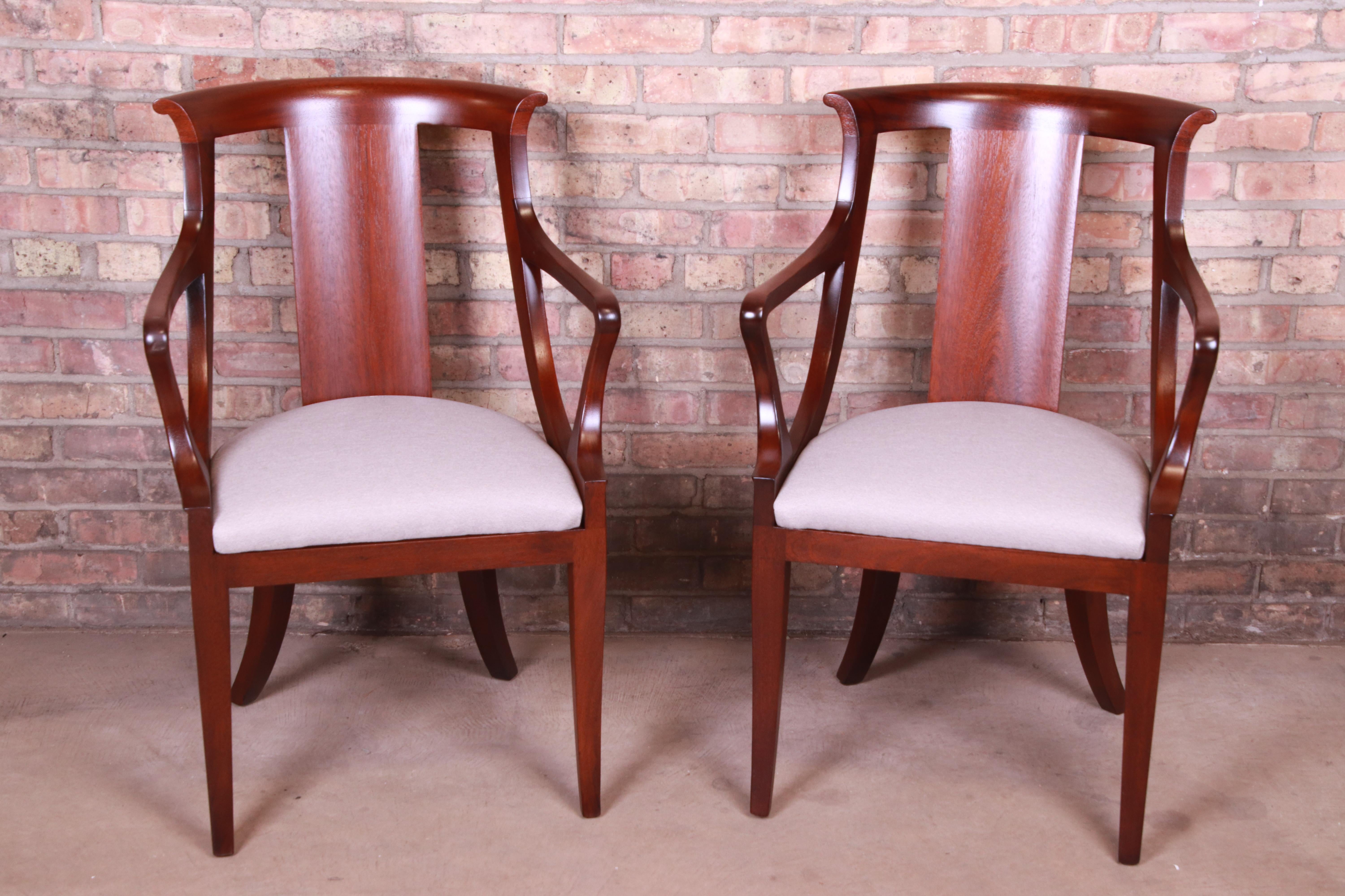 Mid-20th Century Baker Furniture Solid Mahogany Regency Dining Chairs, Fully Restored