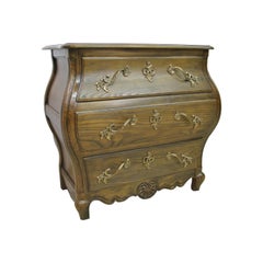 Baker Furniture Solid Oak Three-Drawer Louis XV Style Bombe Chest