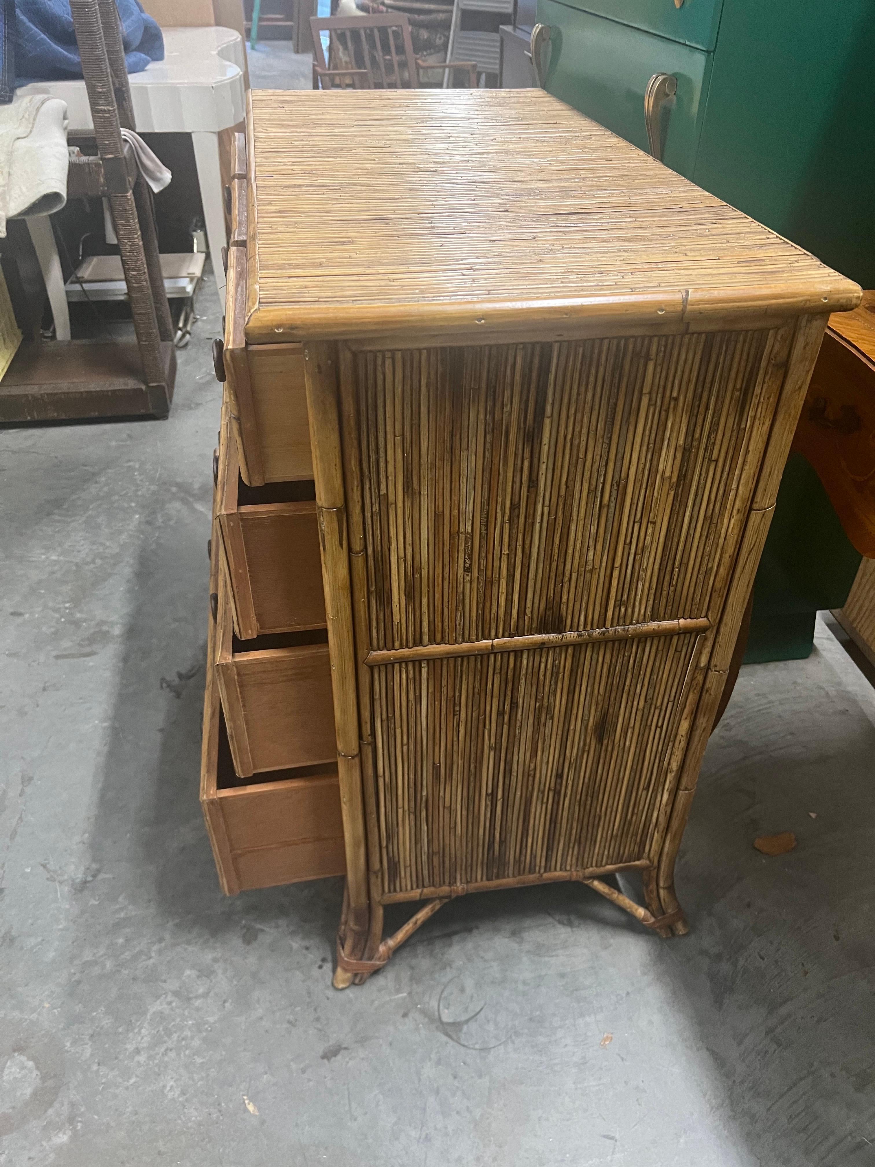 Baker Furniture Split Reed Bamboo 7 Drawer Chest For Sale 3