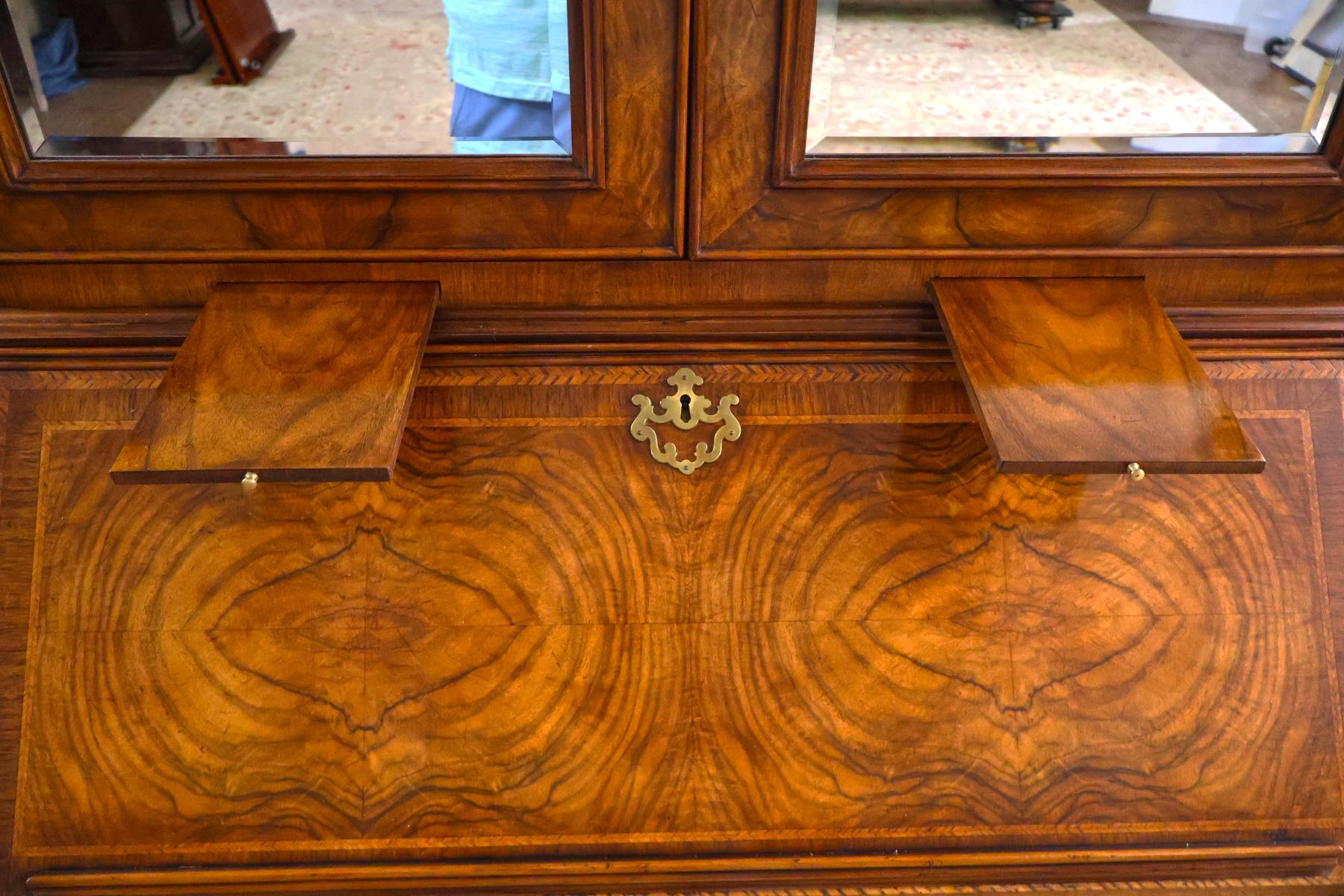 Baker Furniture Stately Home Circassian Walnut George III Style Secretary Desk For Sale 6