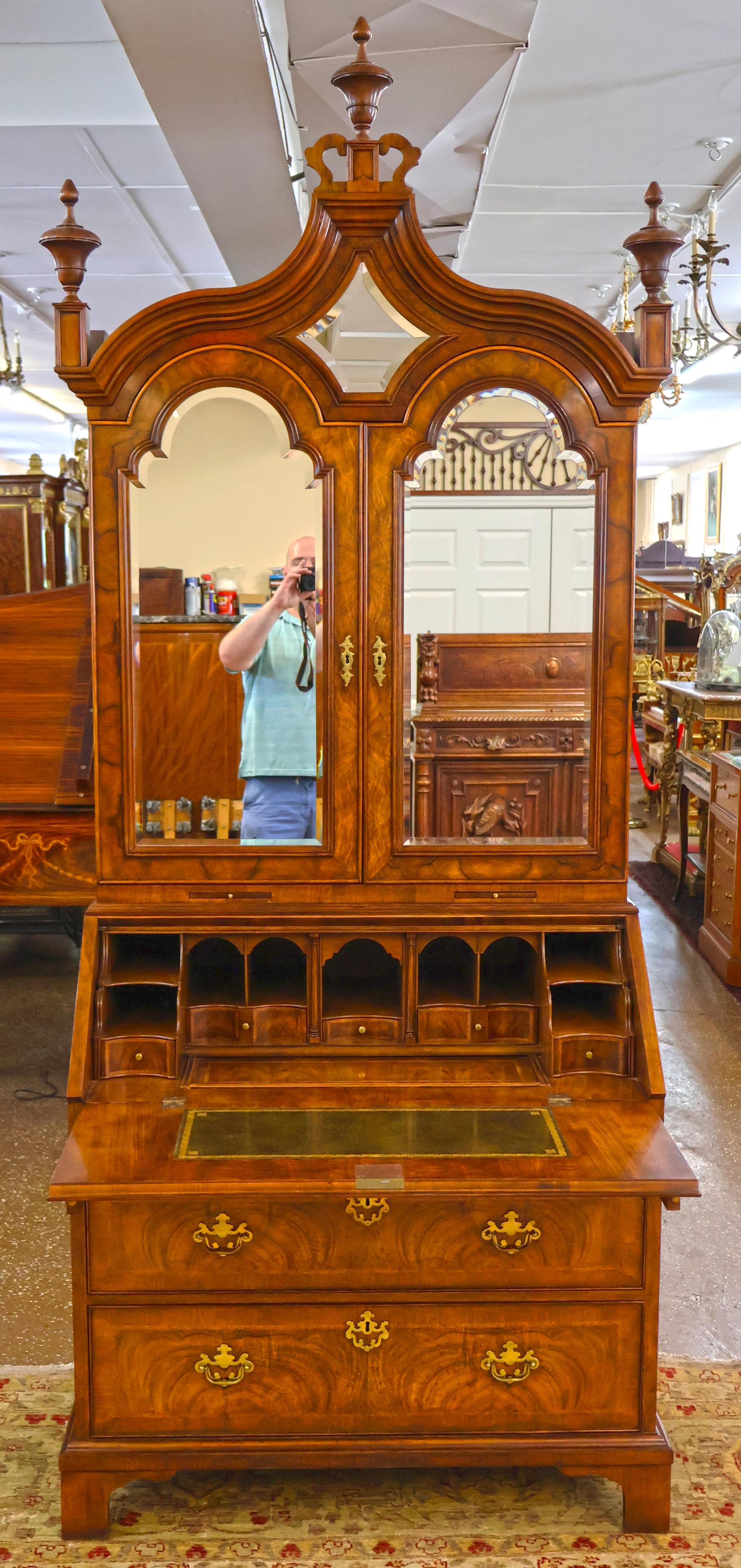 Baker Furniture Stately Home Circassian Walnut George III Style Secretary Desk For Sale 8
