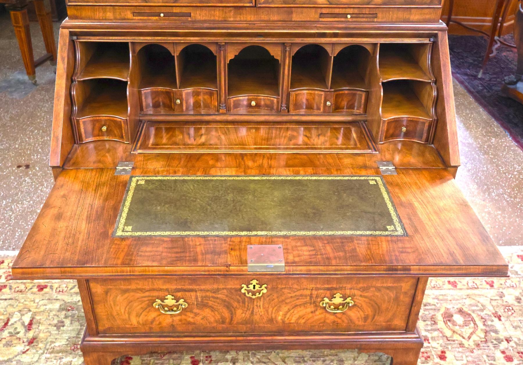 Baker Furniture Stately Home Circassian Walnut George III Style Secretary Desk For Sale 9