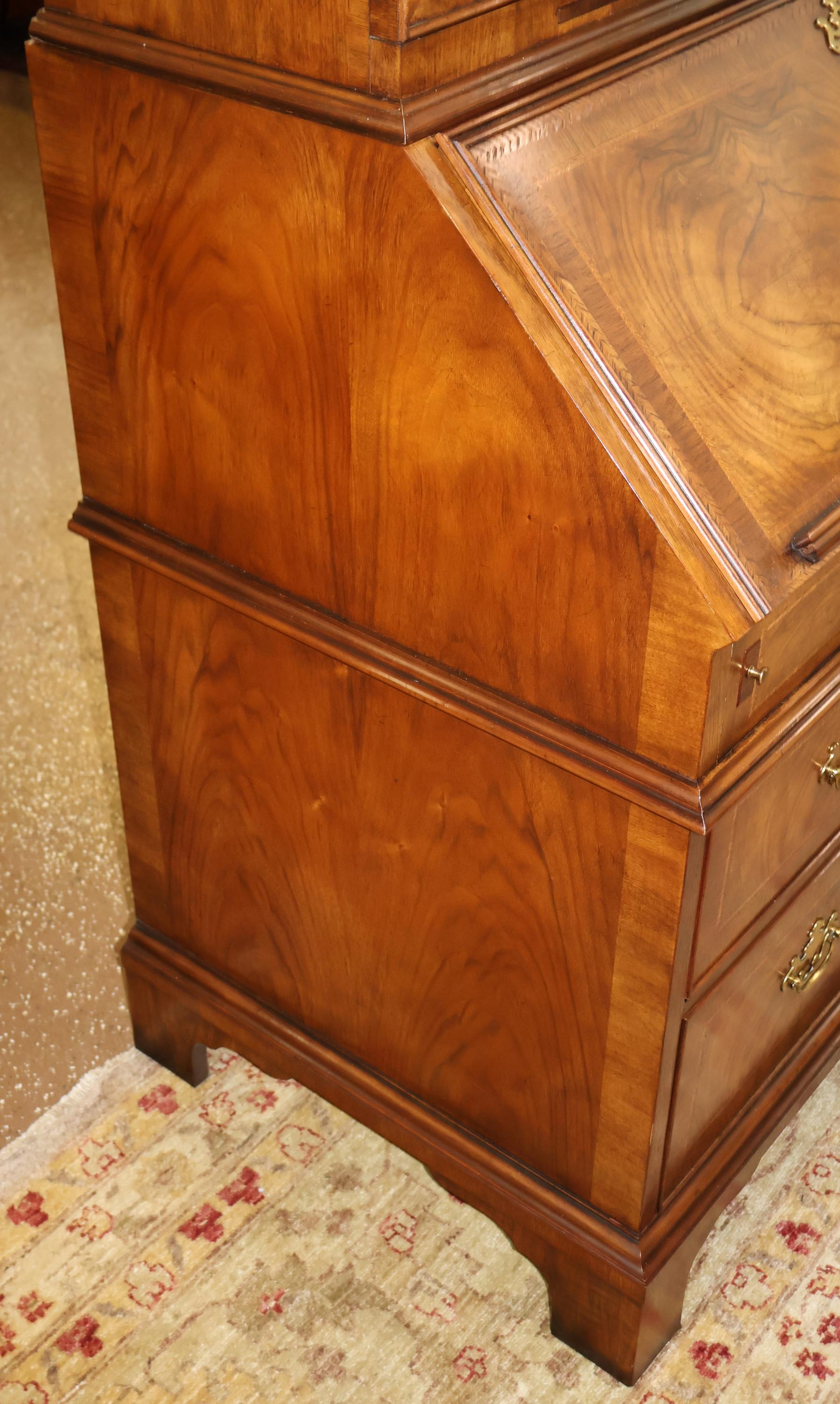 Baker Furniture Stately Home Circassian Walnut George III Style Secretary Desk For Sale 13