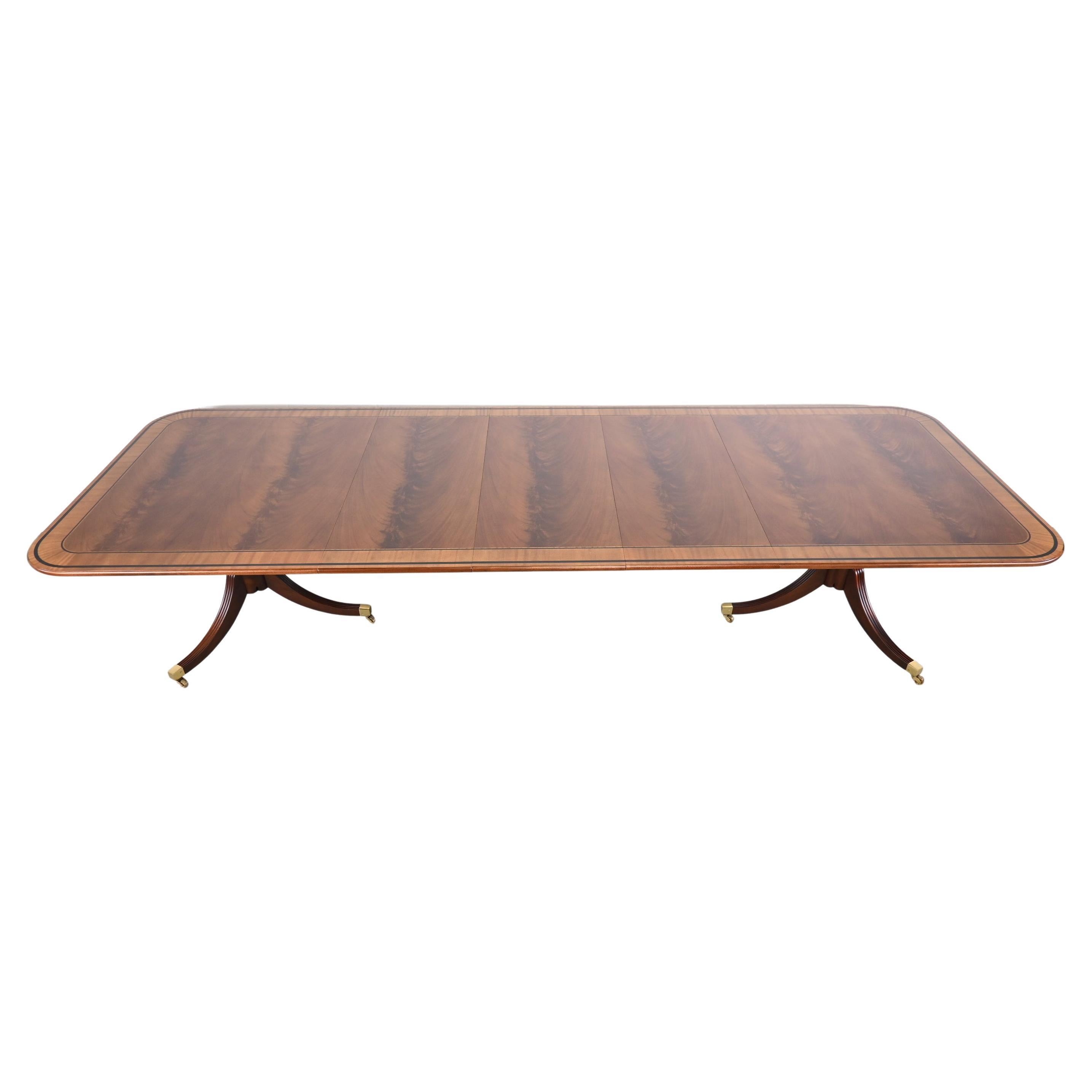 Baker Furniture Stately Homes Banded Mahogany Extension Dining Table For Sale