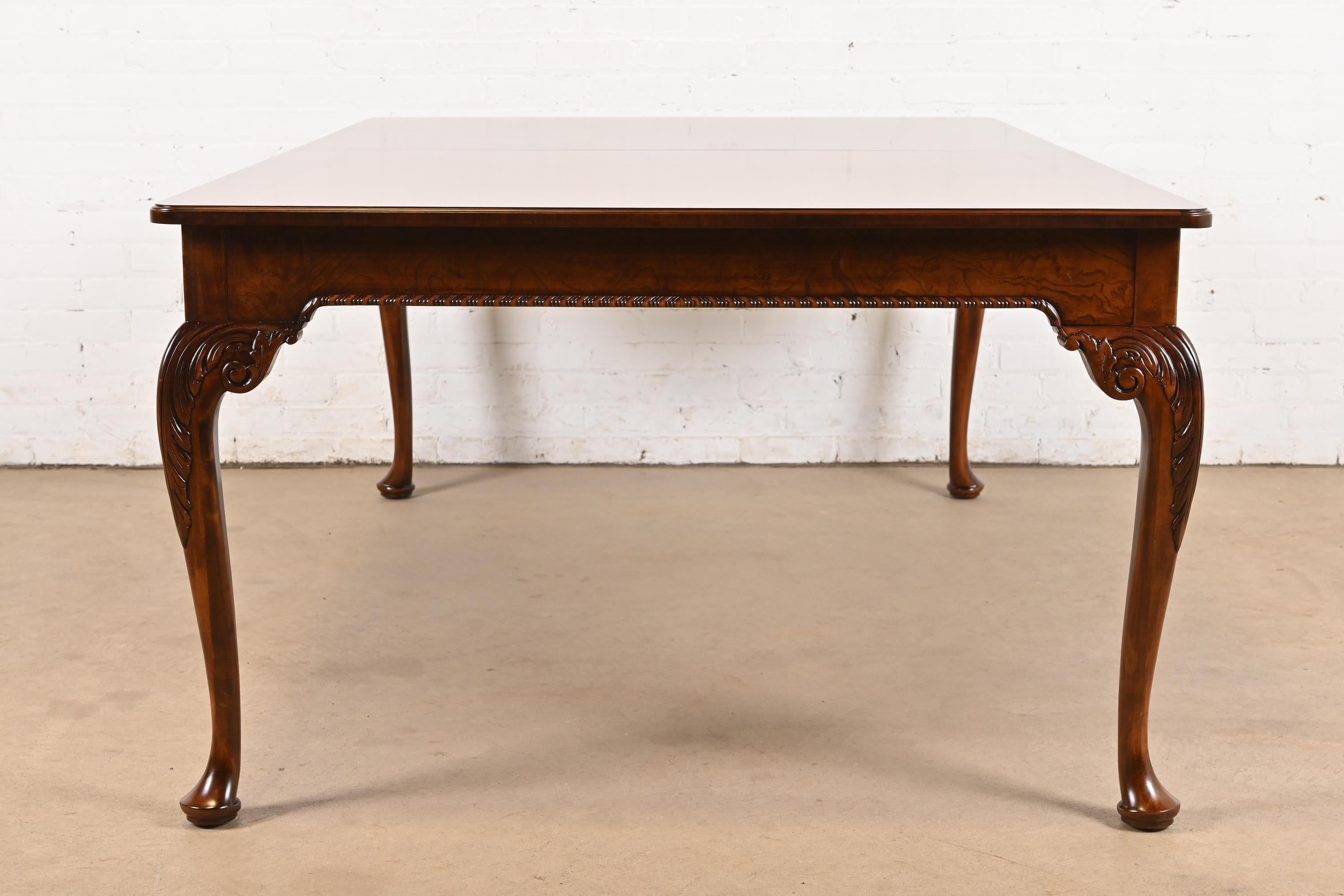 Baker Furniture Stately Homes Chippendale Burled Walnut Extension Dining Table For Sale 5