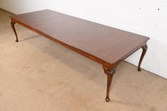 Baker Furniture Stately Homes Chippendale Burled Walnut Extension Dining Table