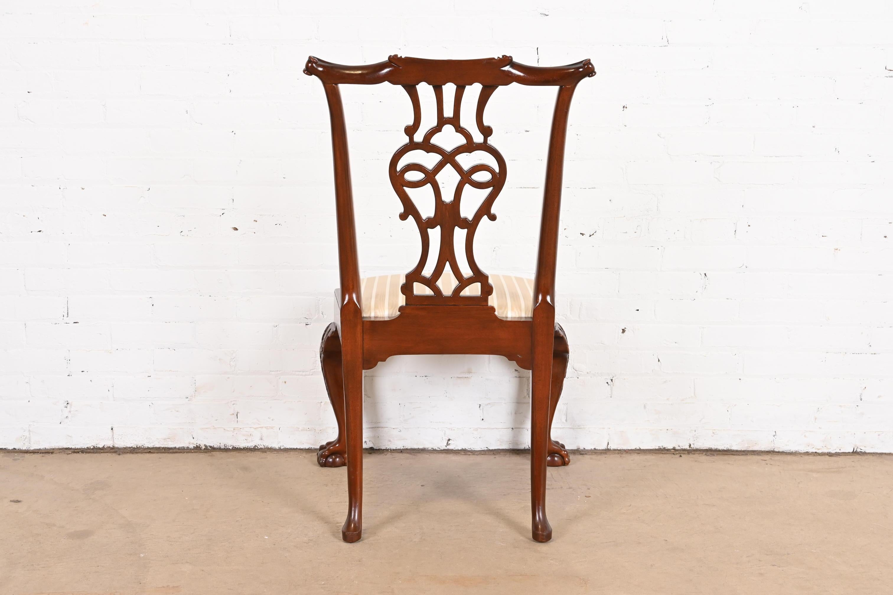 Baker Furniture Stately Homes Chippendale Carved Mahogany Dining Chairs, Eight For Sale 6