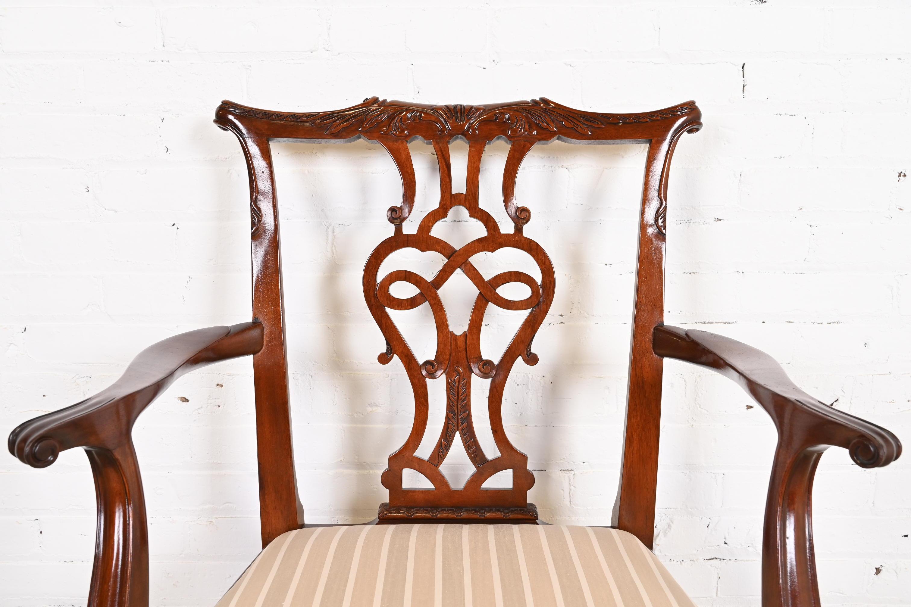 Baker Furniture Stately Homes Chippendale Carved Mahogany Dining Chairs, Eight For Sale 8