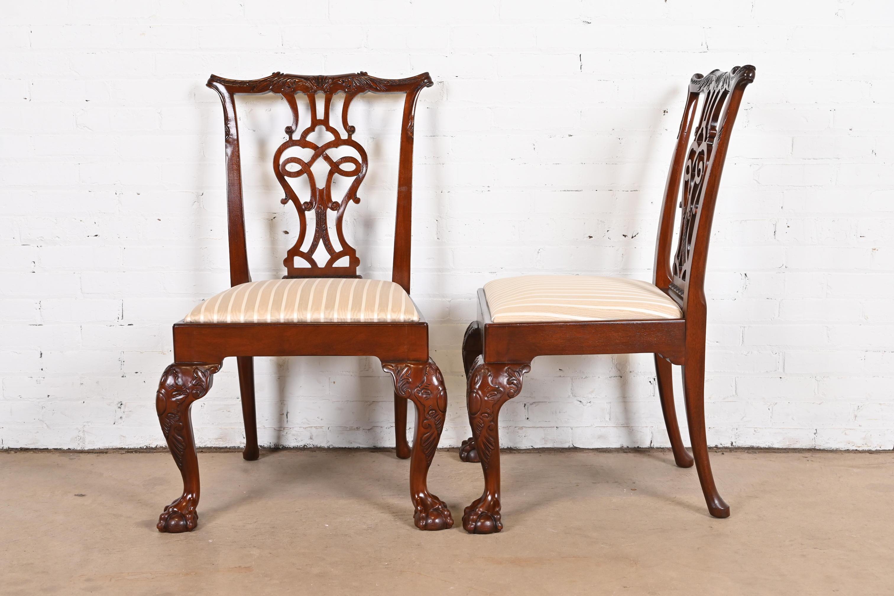 Baker Furniture Stately Homes Chippendale Carved Mahogany Dining Chairs, Eight For Sale 1