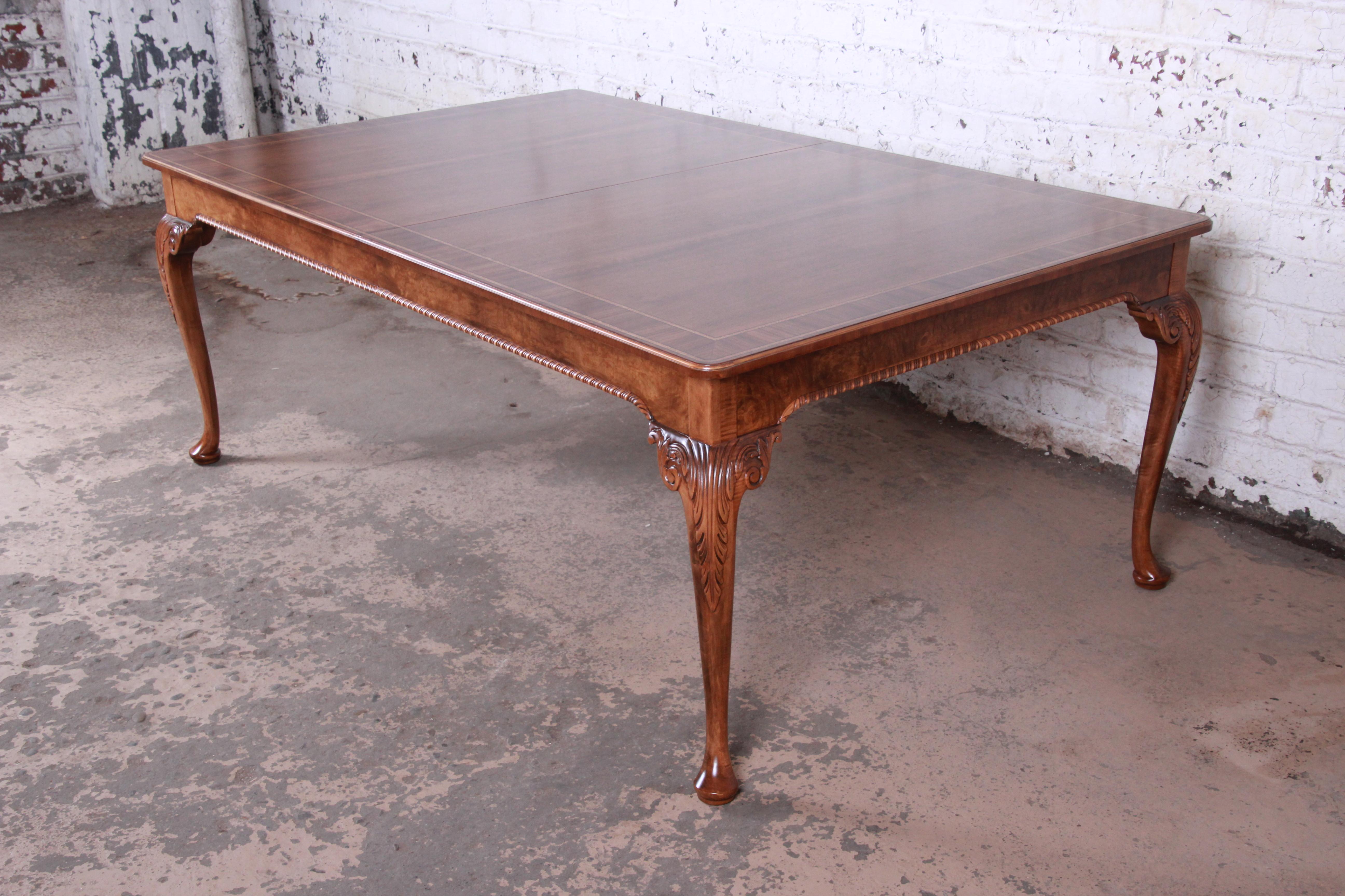 Baker Furniture Stately Homes Chippendale Extension Dining Table, Newly Restored 6