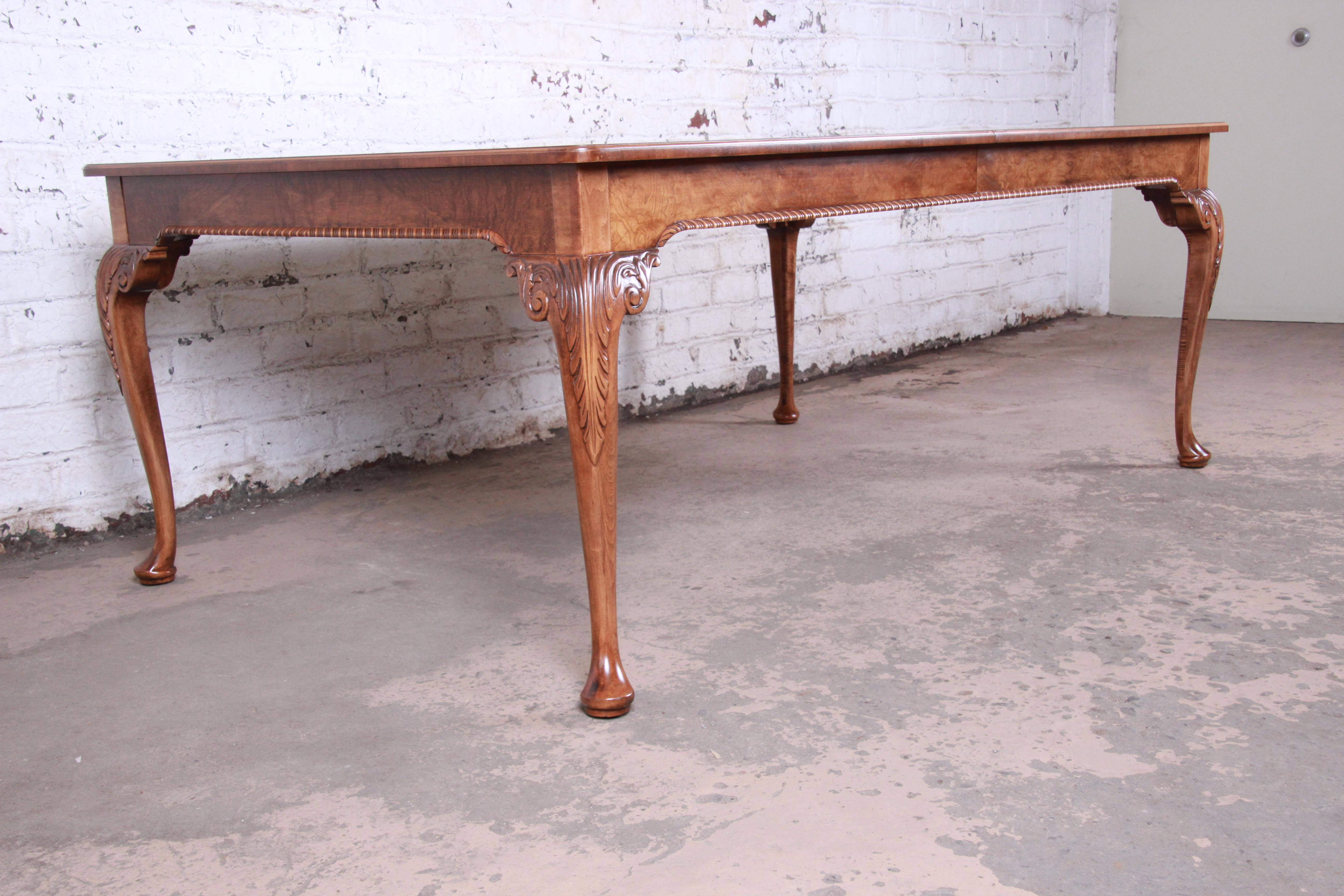 Baker Furniture Stately Homes Chippendale Extension Dining Table, Newly Restored 8