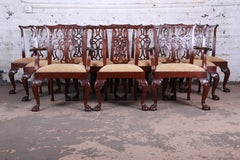 Baker Furniture Stately Homes Chippendale Mahogany Dining Chairs, Set of 12