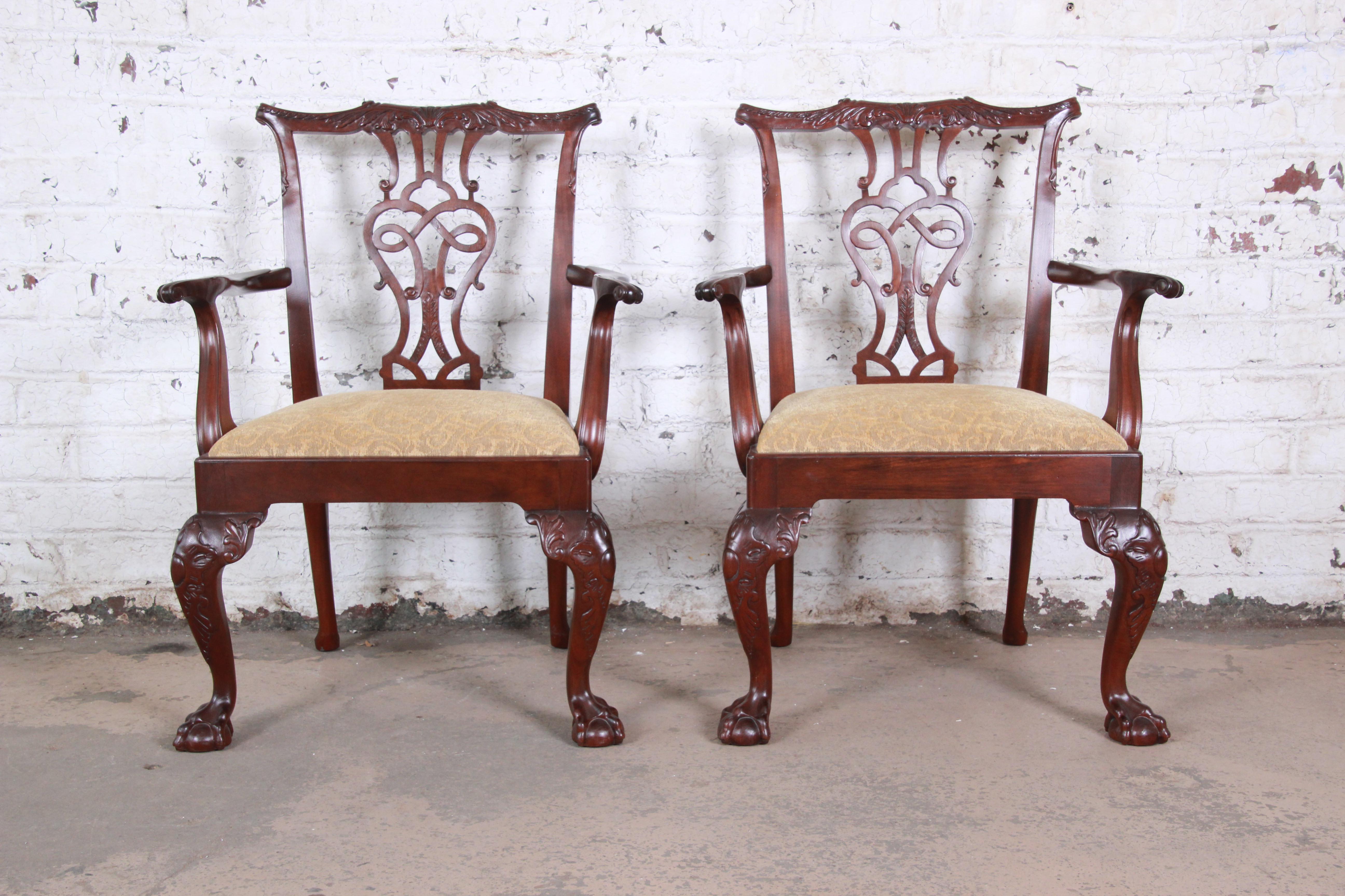 Baker Furniture Stately Homes Chippendale Mahogany Dining Chairs, Set of 12 4