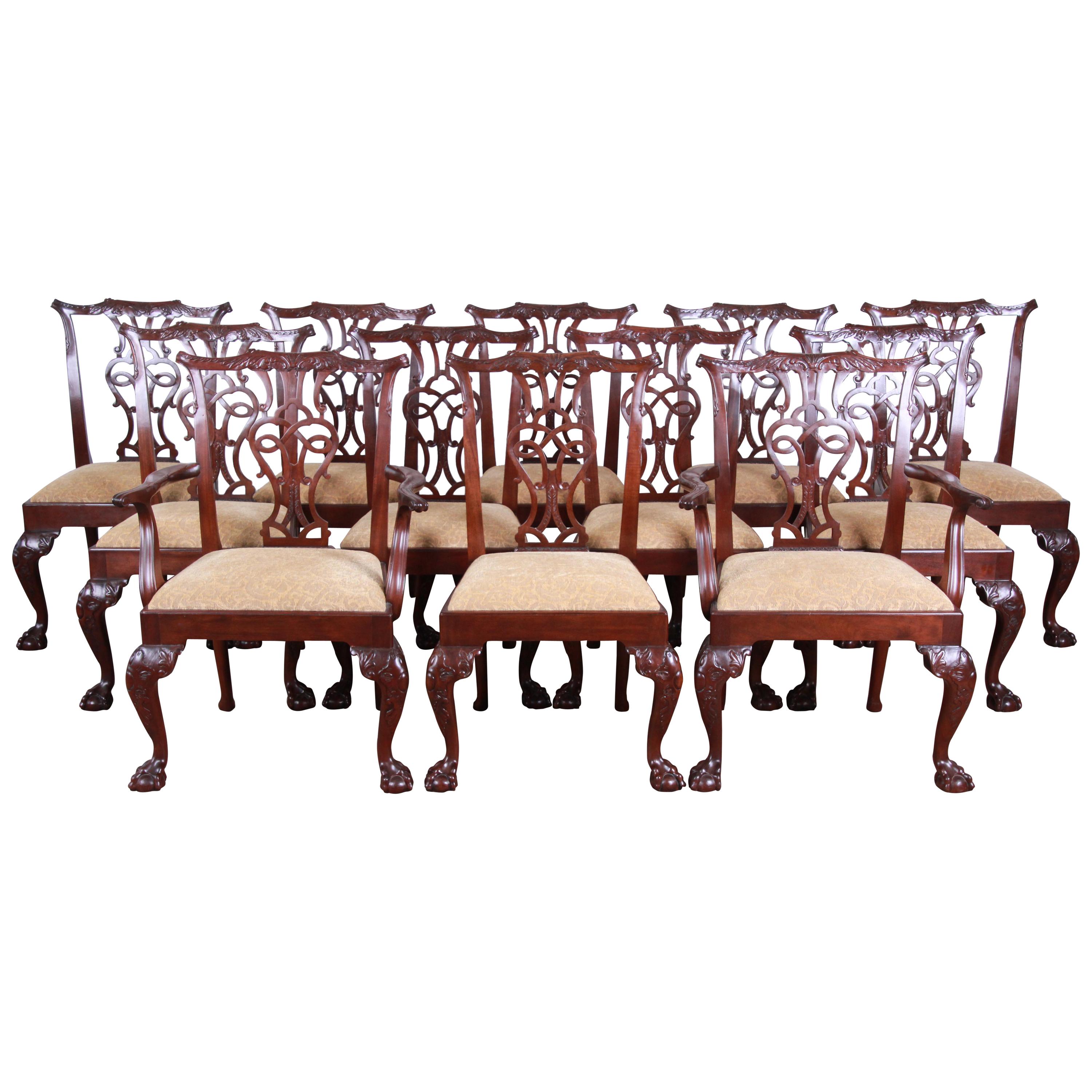 Baker Furniture Stately Homes Chippendale Mahogany Dining Chairs, Set of 12