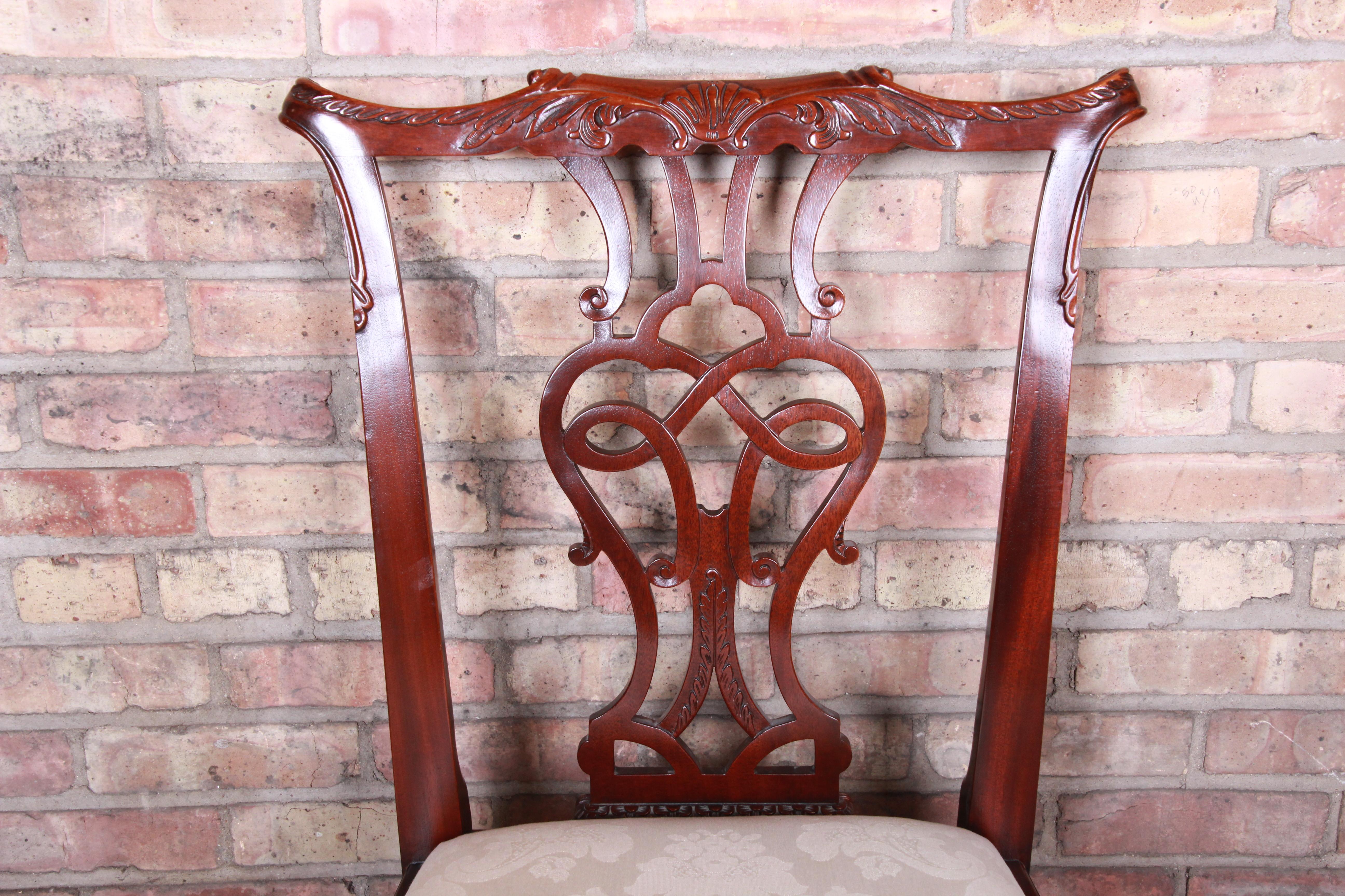 Baker Furniture Stately Homes Chippendale Mahogany Dining Chairs, Set of Eight 1