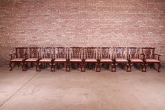 Baker Furniture Stately Homes Chippendale Mahogany Dining Chairs, Set of Ten