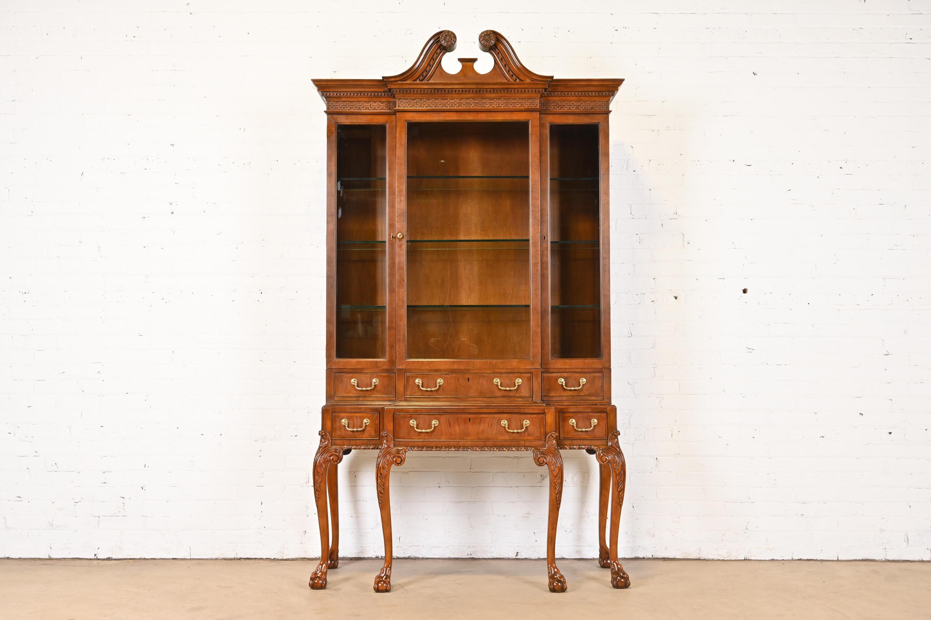 An exceptional Chippendale or Georgian style lighted breakfront china display cabinet or bookcase

From the exclusive 