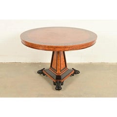 Baker Furniture Stately Homes Collection Burl Wood Ebonized Regency Center Table