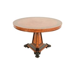 Baker Furniture Stately Homes Collection Burl Wood Ebonized Regency Center Table