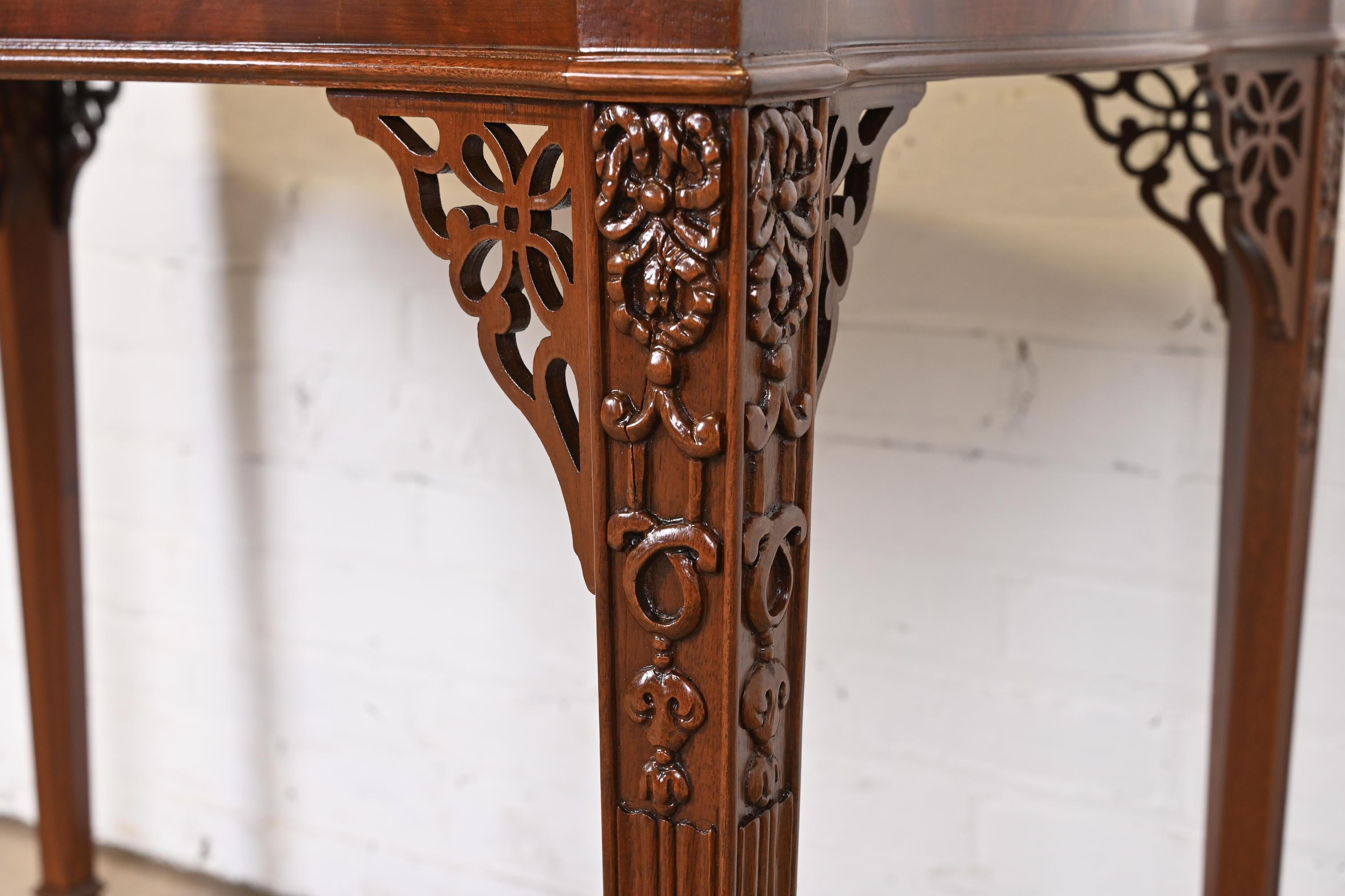 Baker Furniture Stately Homes Collection Carved Mahogany Tea Table, Refinished For Sale 3
