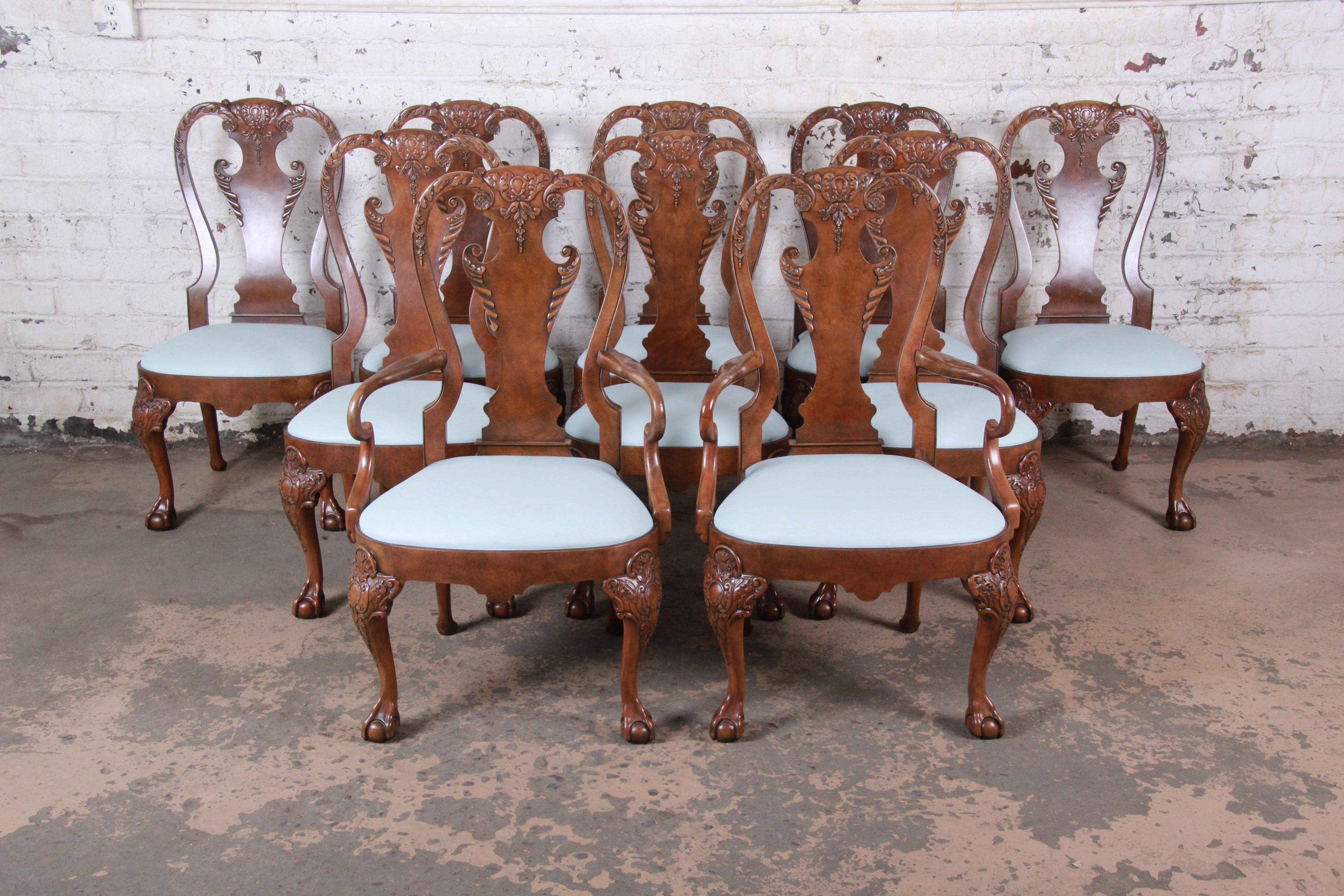 Baker Furniture Stately Homes Collection Chippendale Walnut Dining Set, Restored 8