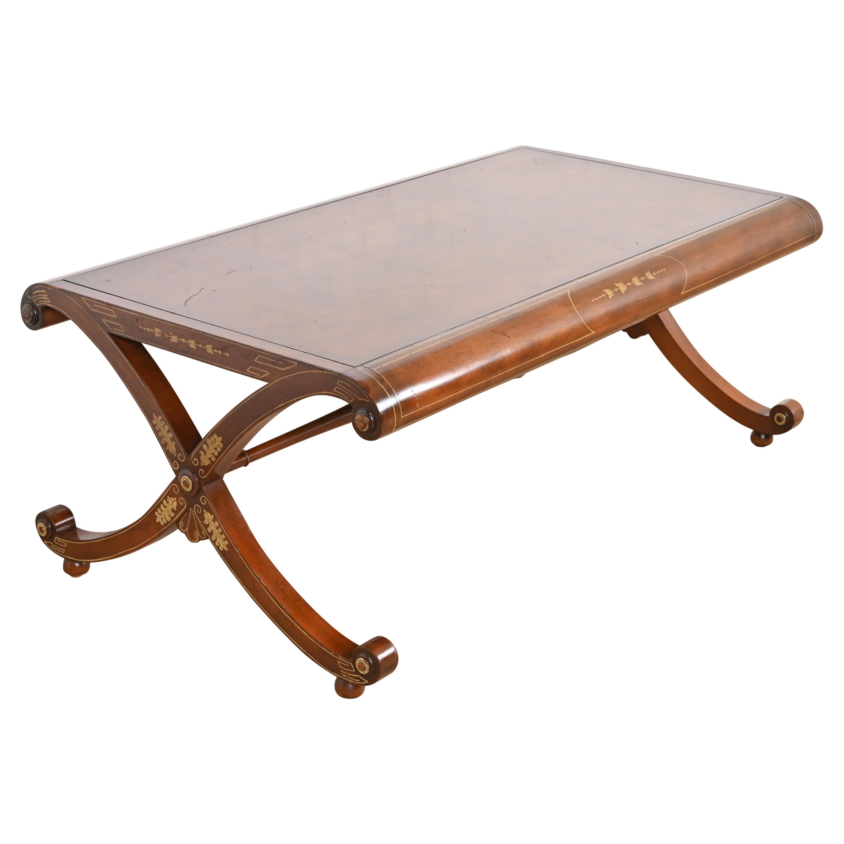 Baker Furniture Stately Homes Collection Regency Burl Wood Cocktail Table