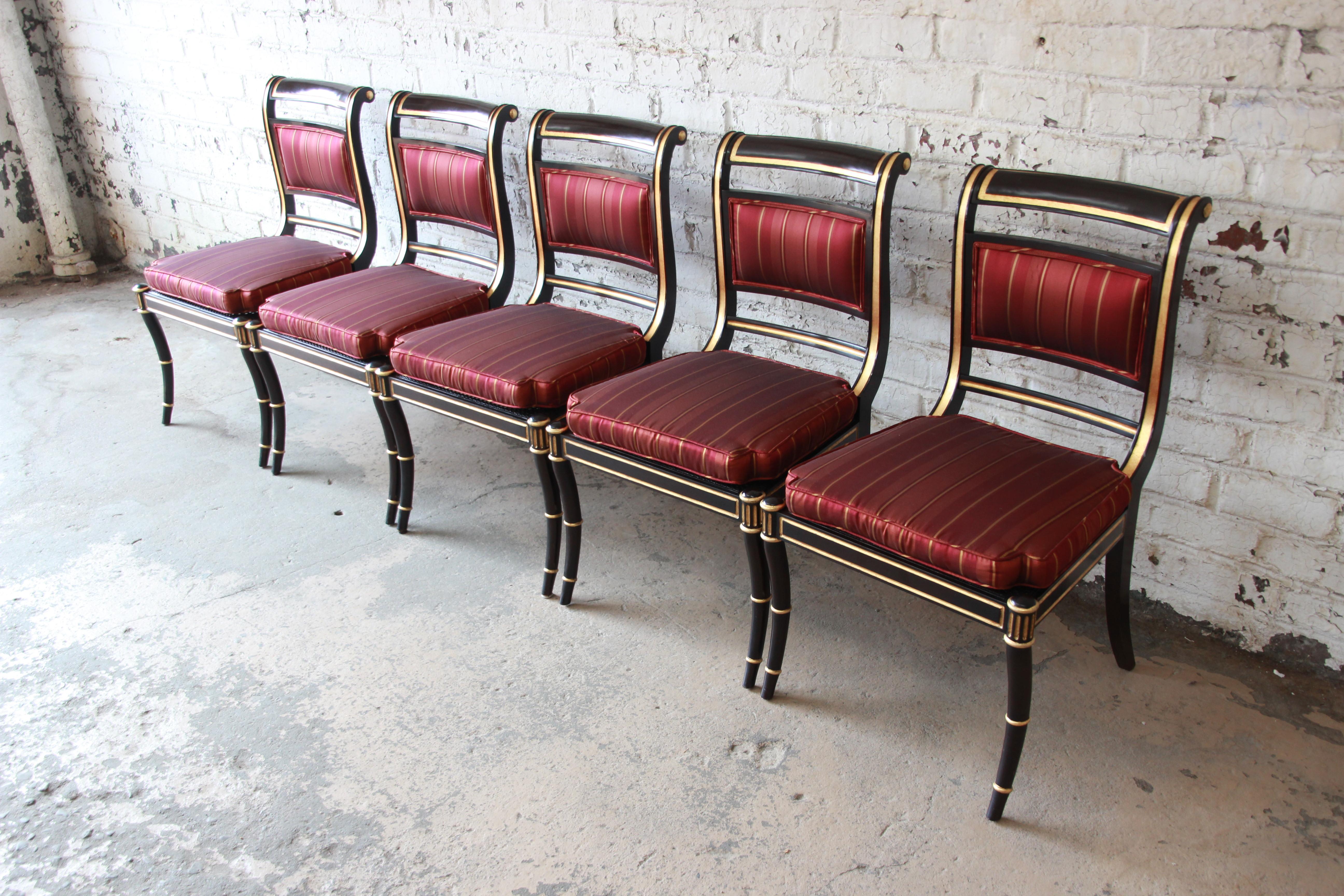 Late 20th Century Baker Furniture Stately Homes Collection Regency Dining Chairs, Set of Ten