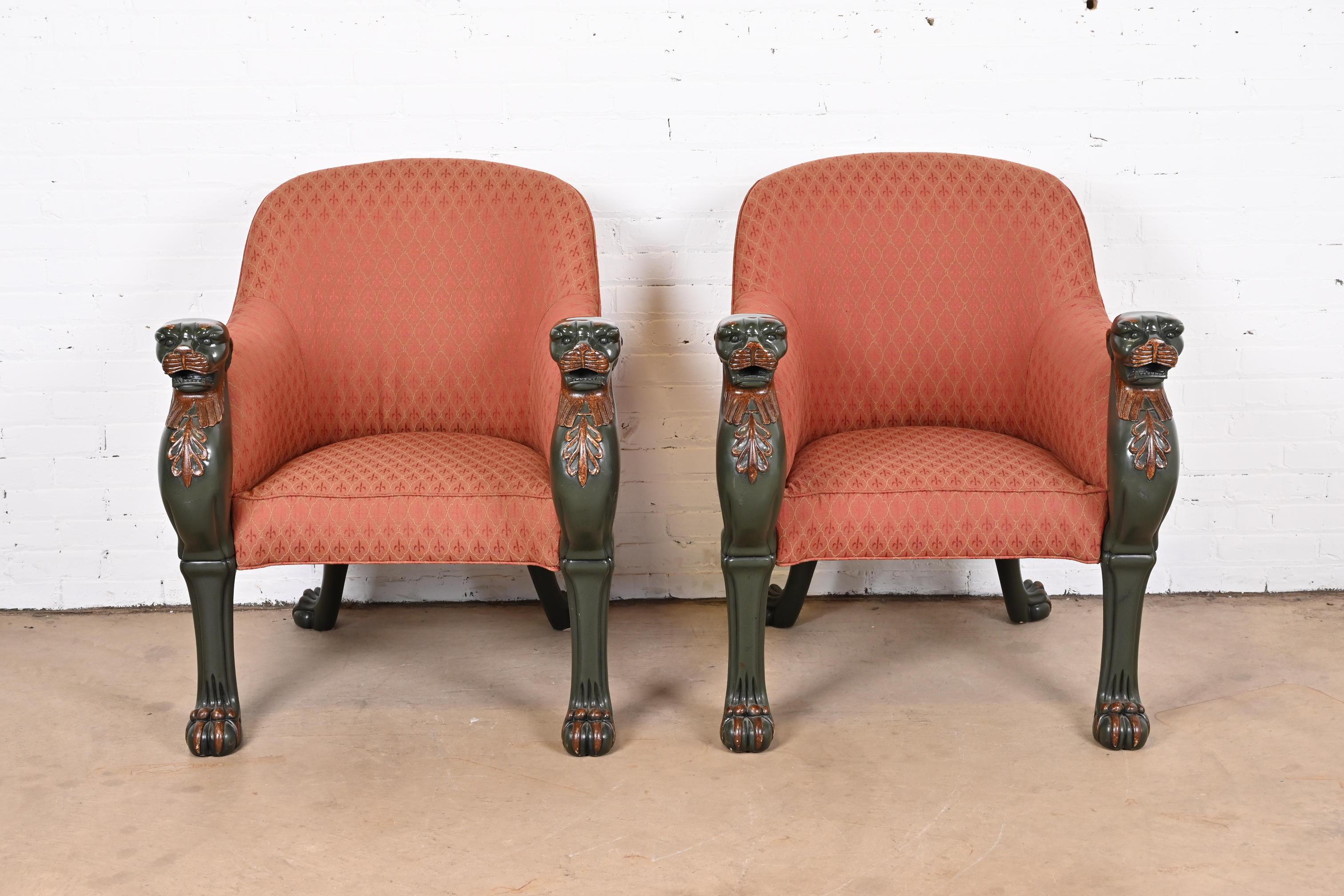 Baker Furniture Stately Homes Collection Regency Tub Chairs, Pair In Good Condition In South Bend, IN