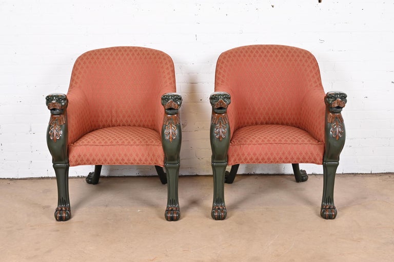 Baker Furniture Stately Homes Collection Regency Tub Chairs, Pair In Good Condition For Sale In South Bend, IN