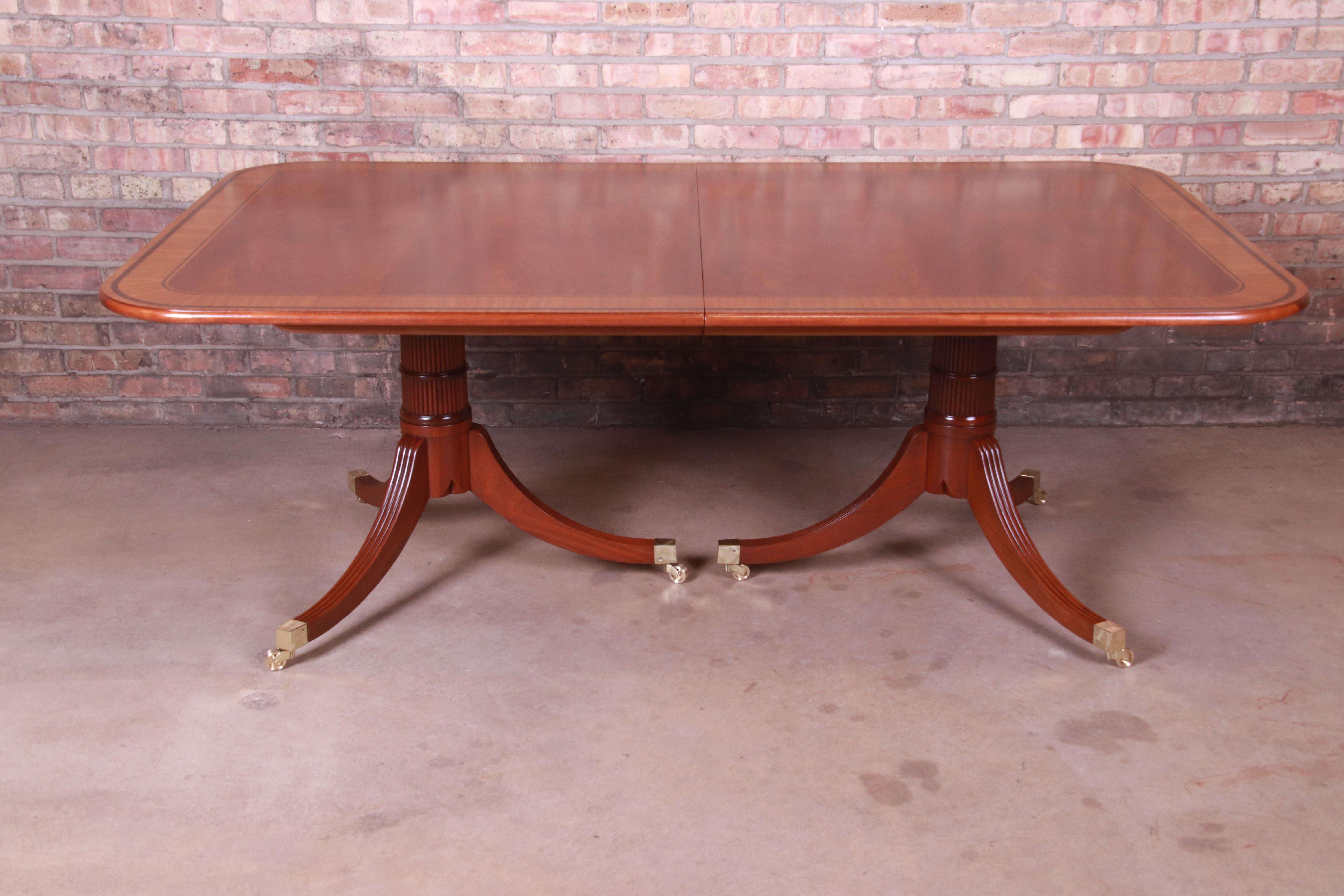 Baker Furniture Stately Homes Georgian Banded Mahogany Dining Table, Restored 1