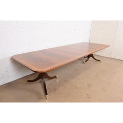 Baker Furniture Stately Homes Georgian Banded Mahogany Double Dining Table