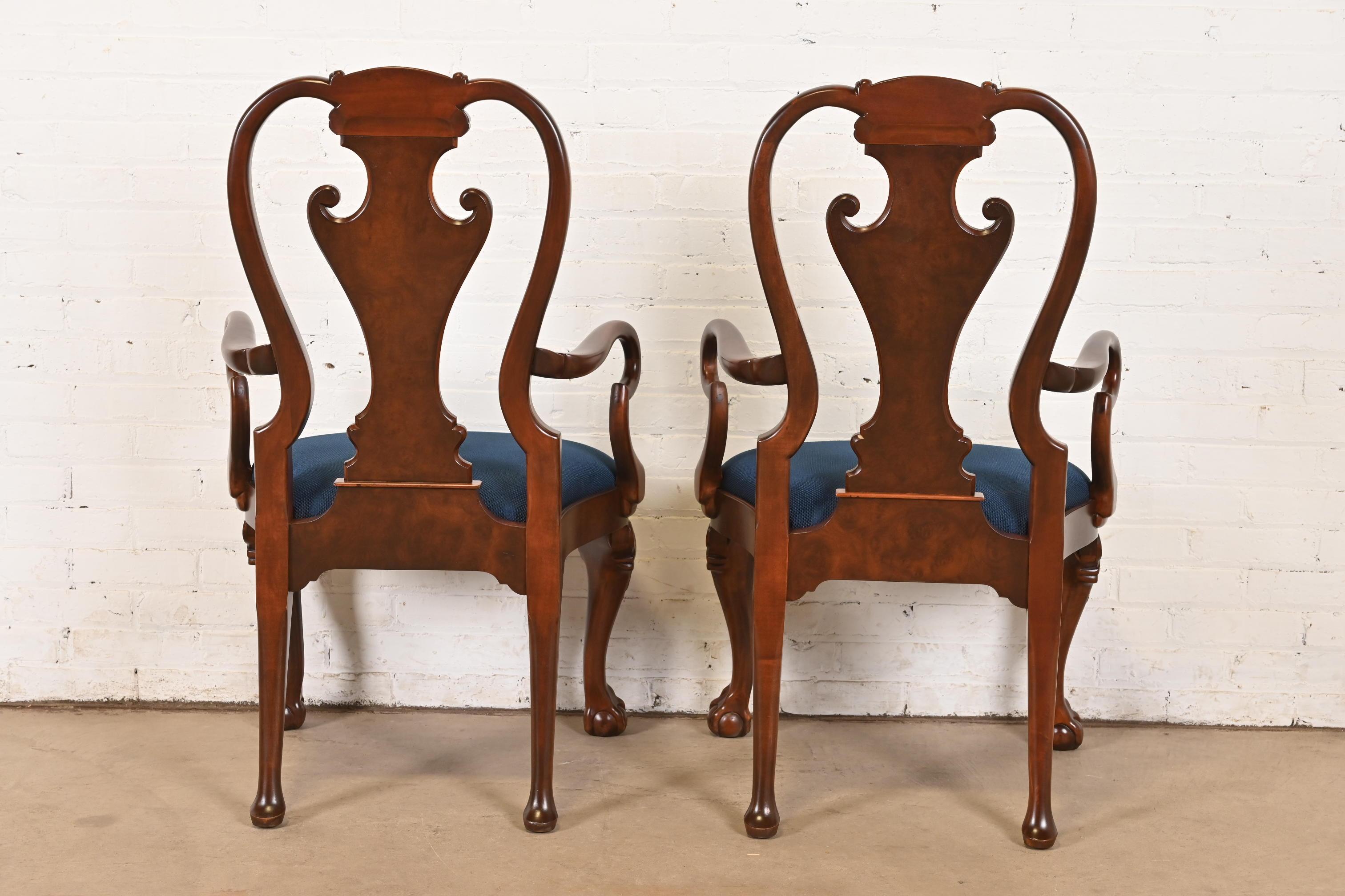 Baker Furniture Stately Homes Georgian Carved Walnut Dining Chairs, Refinished For Sale 7