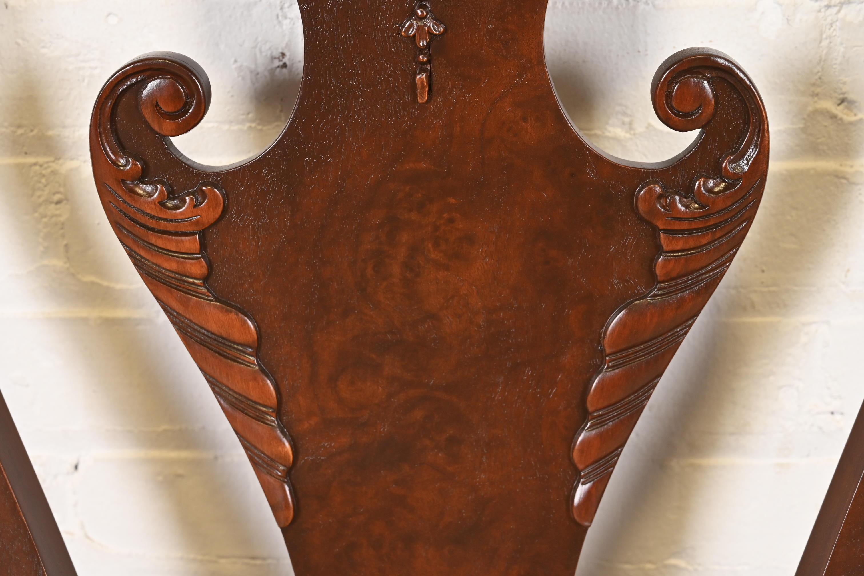 Baker Furniture Stately Homes Georgian Carved Walnut Dining Chairs, Refinished For Sale 3