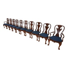 Baker Furniture Stately Homes Georgian Carved Walnut Dining Chairs, Refinished