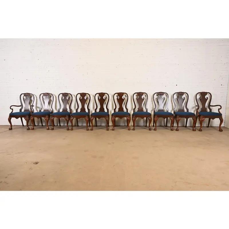 Baker Furniture Stately Homes Georgian Dining Chairs, Newly Refinished In Good Condition For Sale In South Bend, IN