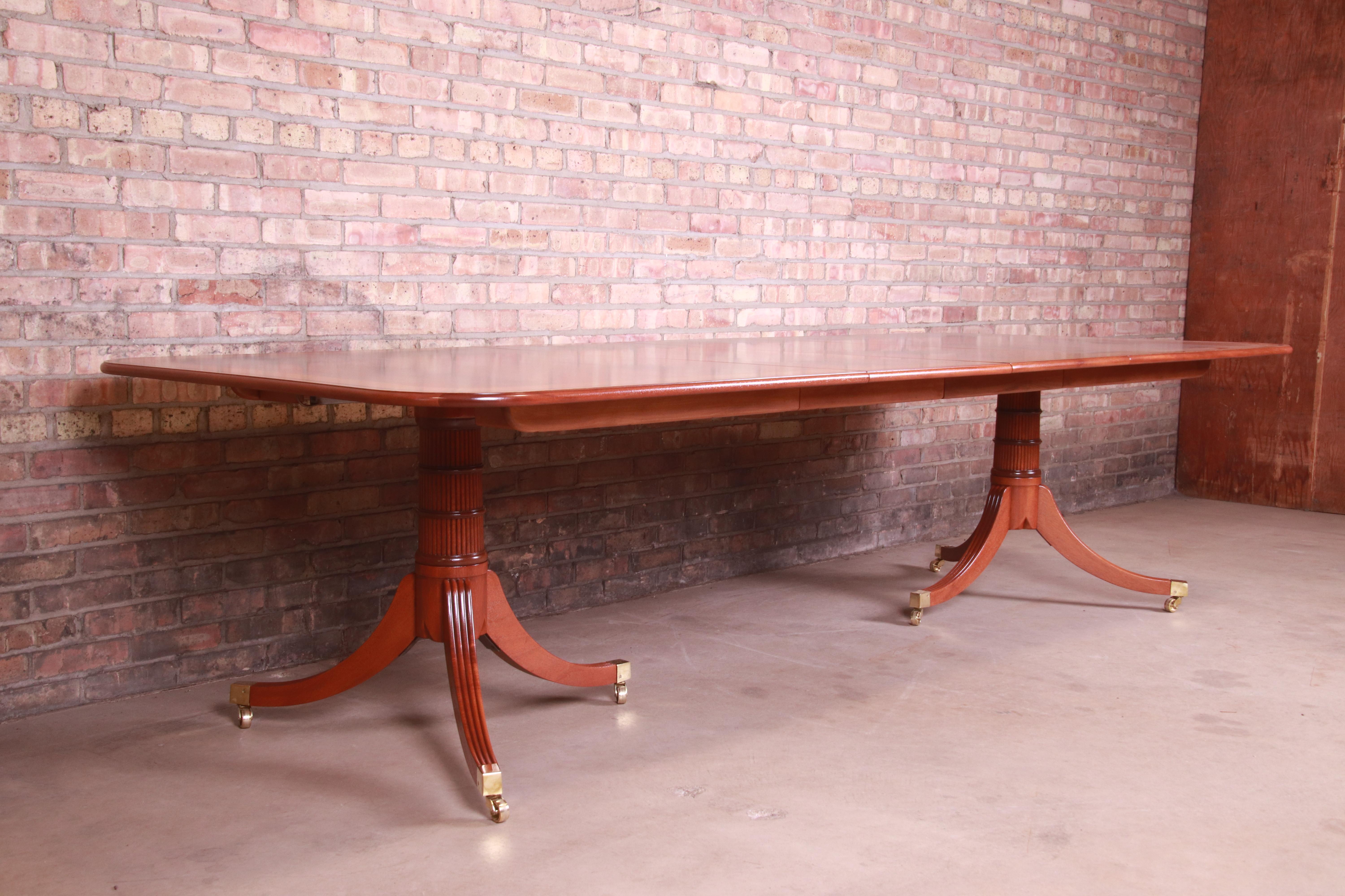 American Baker Furniture Stately Homes Georgian Mahogany Dining Table, Newly Refinished