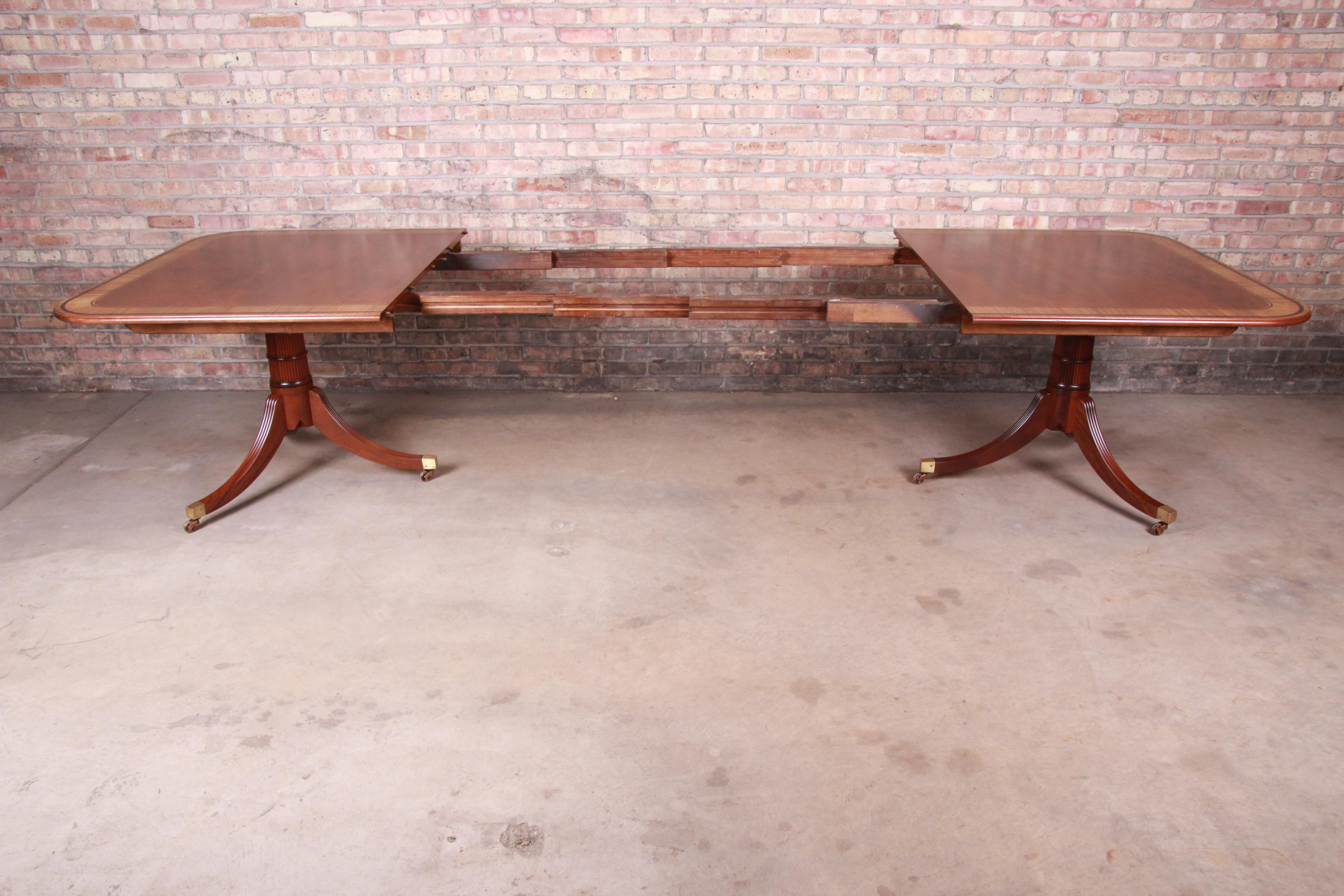 Brass Baker Furniture Stately Homes Georgian Mahogany Dining Table, Newly Restored