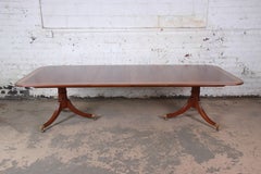 Baker Furniture Stately Homes Georgian Mahogany Pedestal Dining Table, Restored