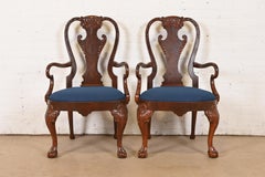 Baker Furniture Stately Homes Gerogian Carved Burled Walnut Dining Chairs