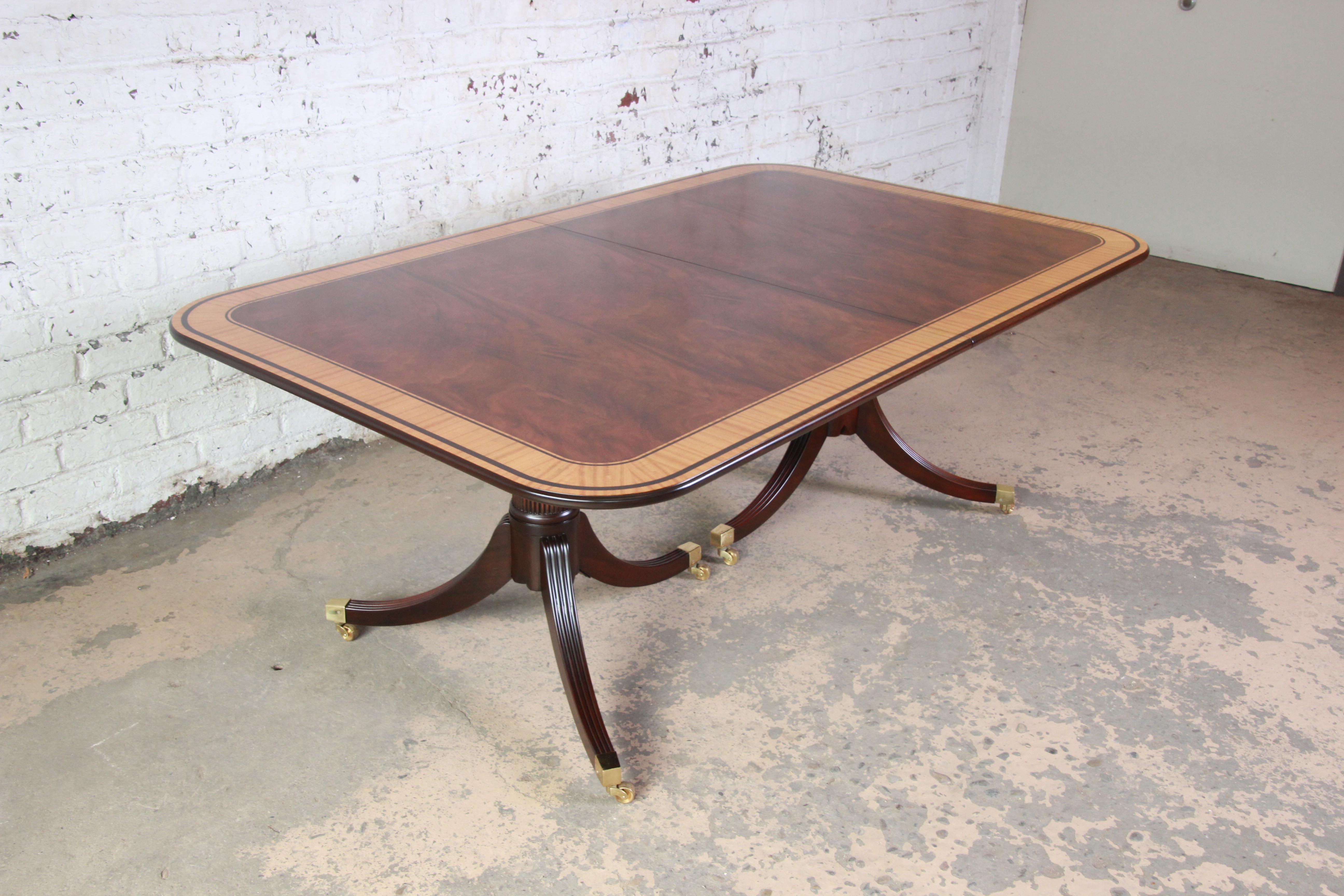 American Baker Furniture Stately Homes Inlaid and Banded Georgian Extension Dining Table