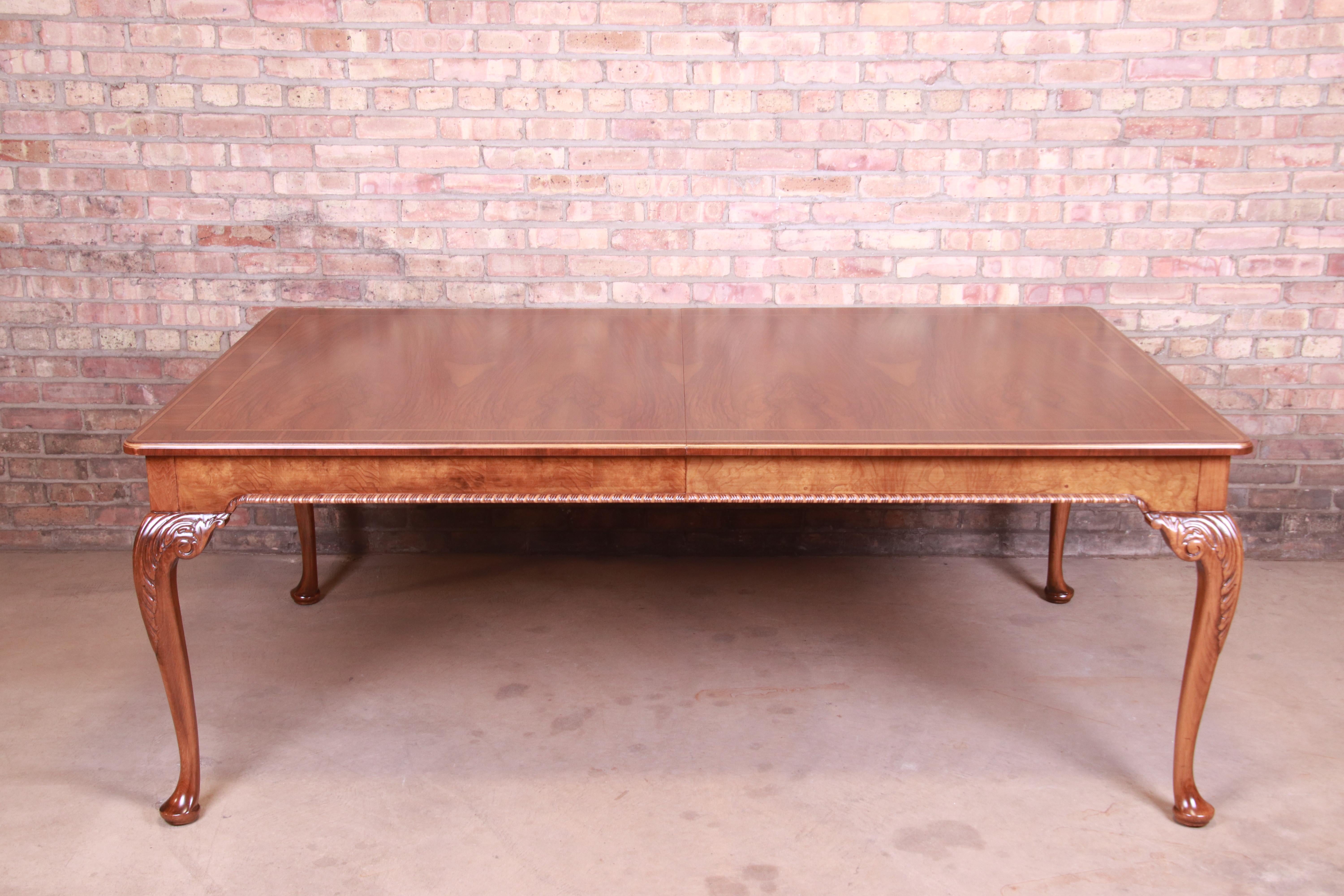 Baker Furniture Stately Homes Queen Anne Walnut Dining Table, Newly Refinished For Sale 2