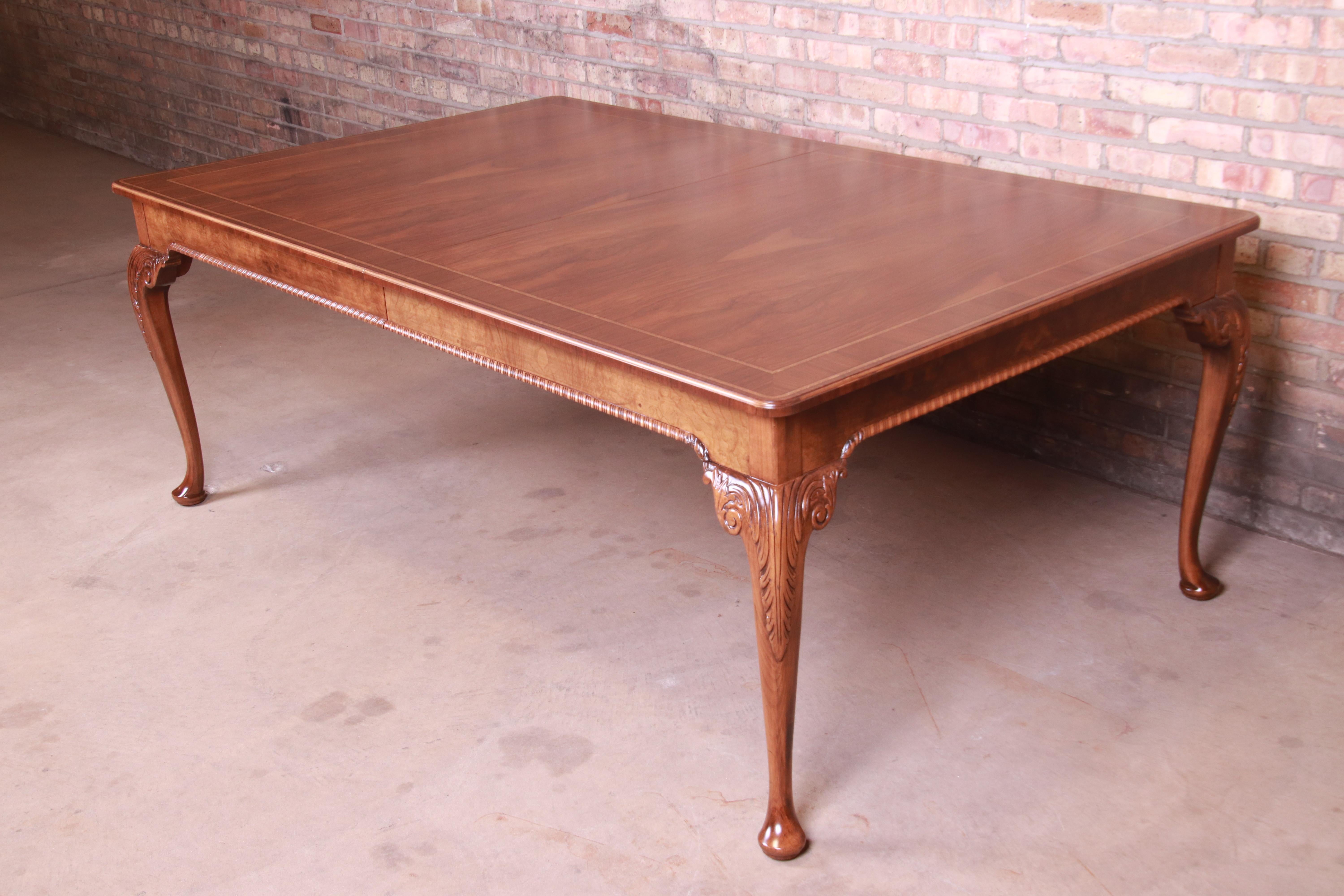 Baker Furniture Stately Homes Queen Anne Walnut Dining Table, Newly Refinished For Sale 3