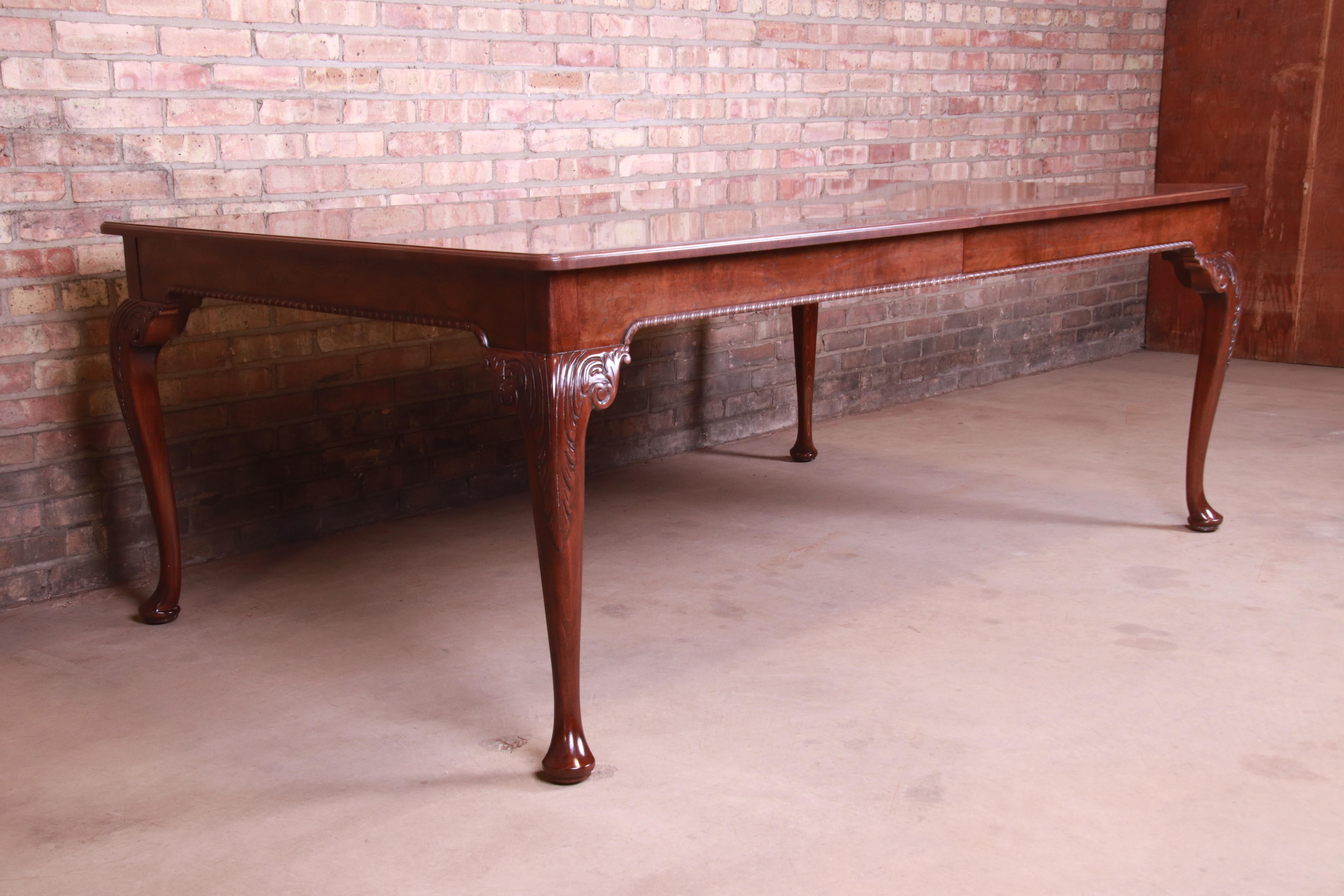 Baker Furniture Stately Homes Queen Anne Walnut Dining Table, Newly Refinished 7